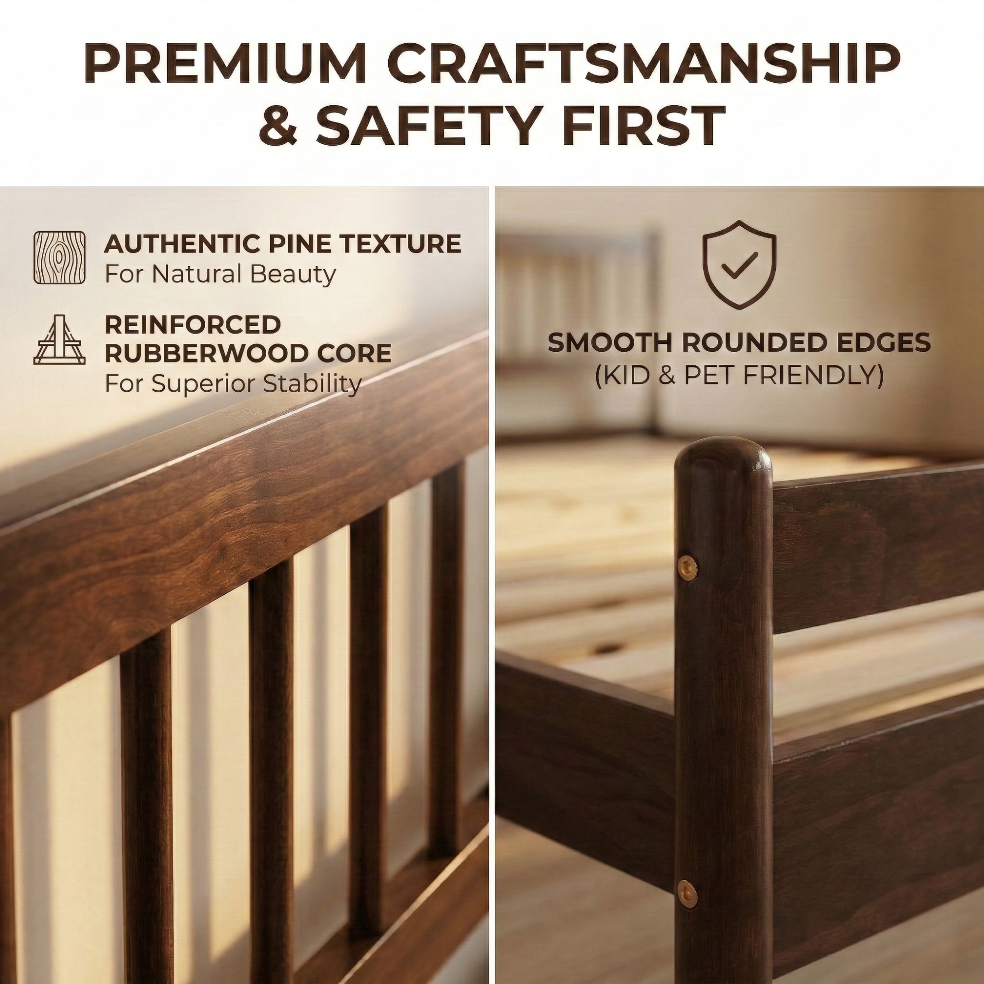 KTMBDW Wood Platform Bed Frame with Headboard and Footboard-Wood Slat ...