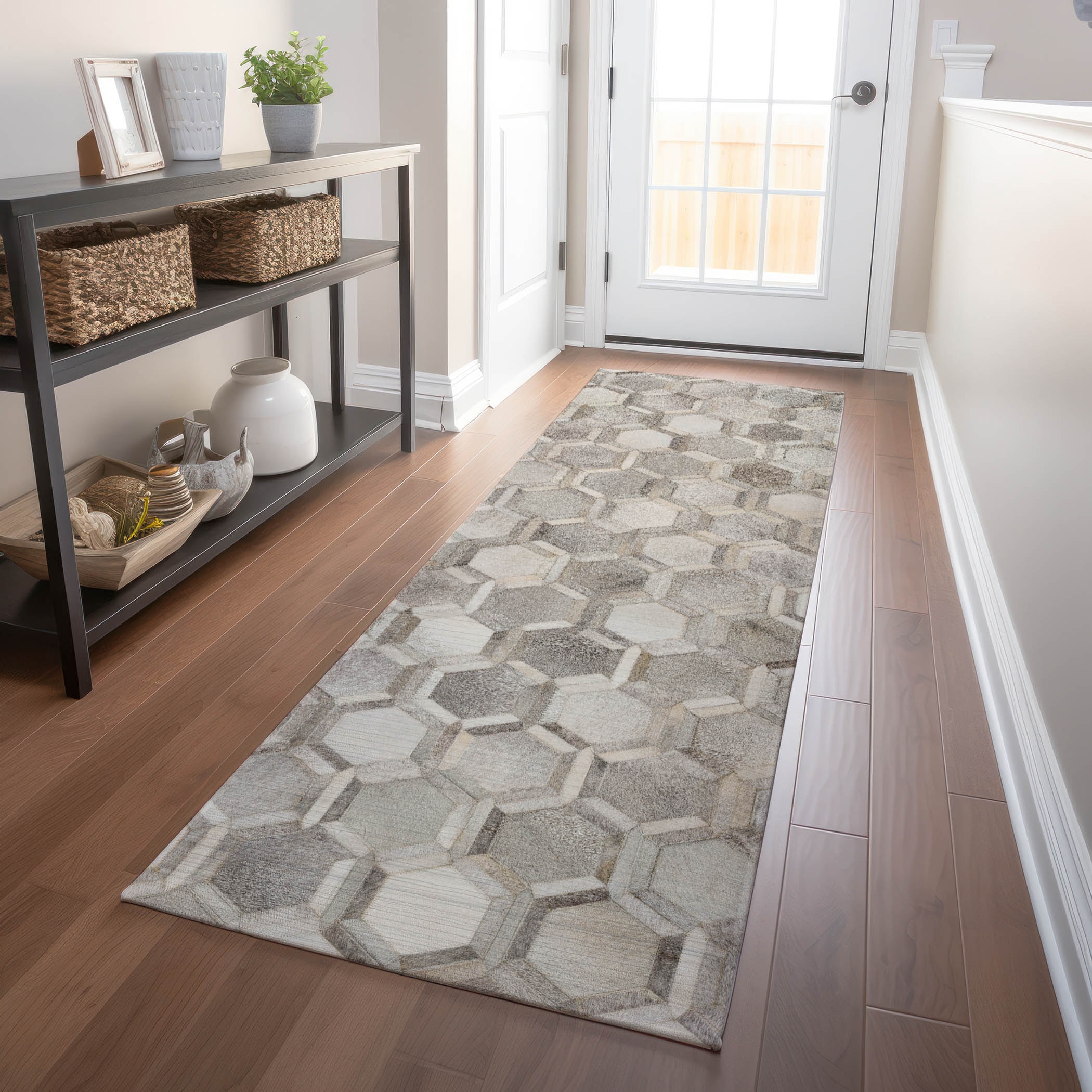 Addison Rugs AMF97GY2X8 Mayfield AMF97GY 2 x 7 (ft) Loomed Polyester Gray Rectangular Indoor Abstract Machine washable Runner rug