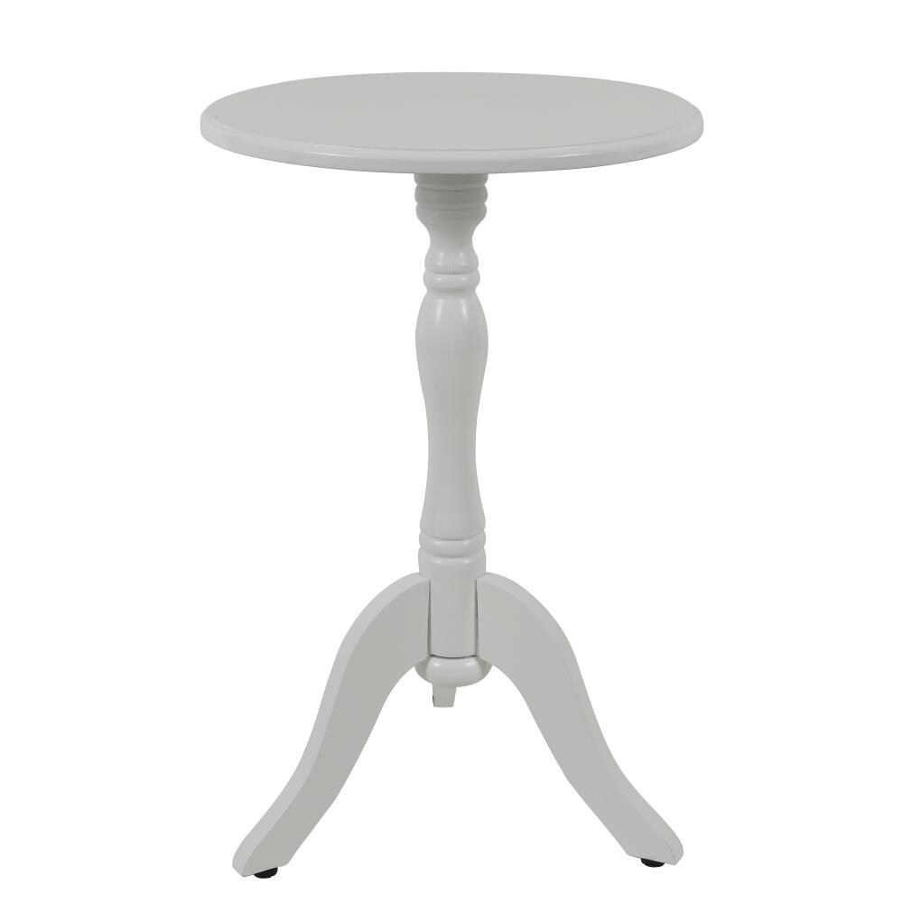 Decor Therapy Satin White Wood Round, Round White Wood Pedestal End Table