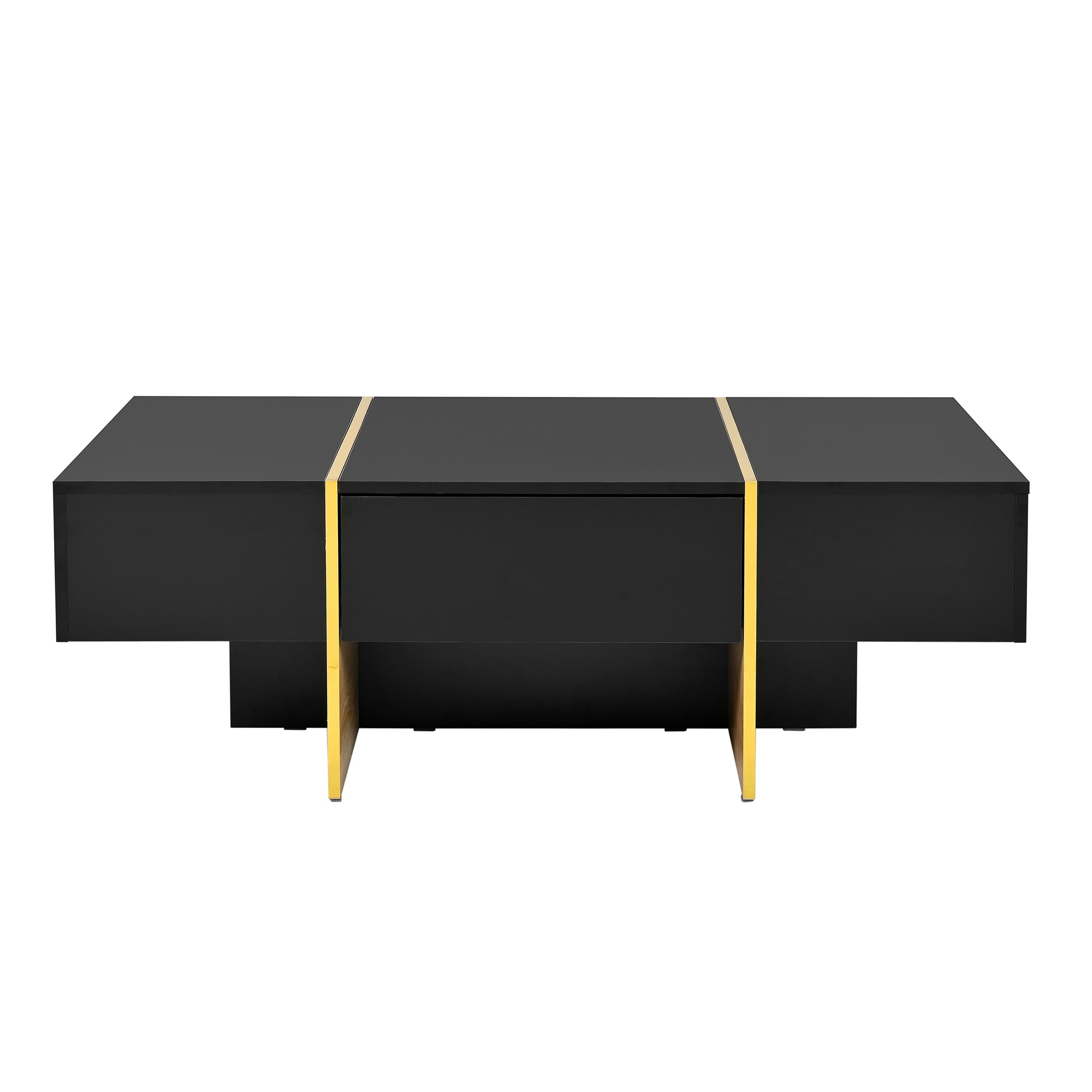 Bybafun YA2500111 Particleboard Black 47.2-in W x 15.7-in H with Drawers Coffee Table