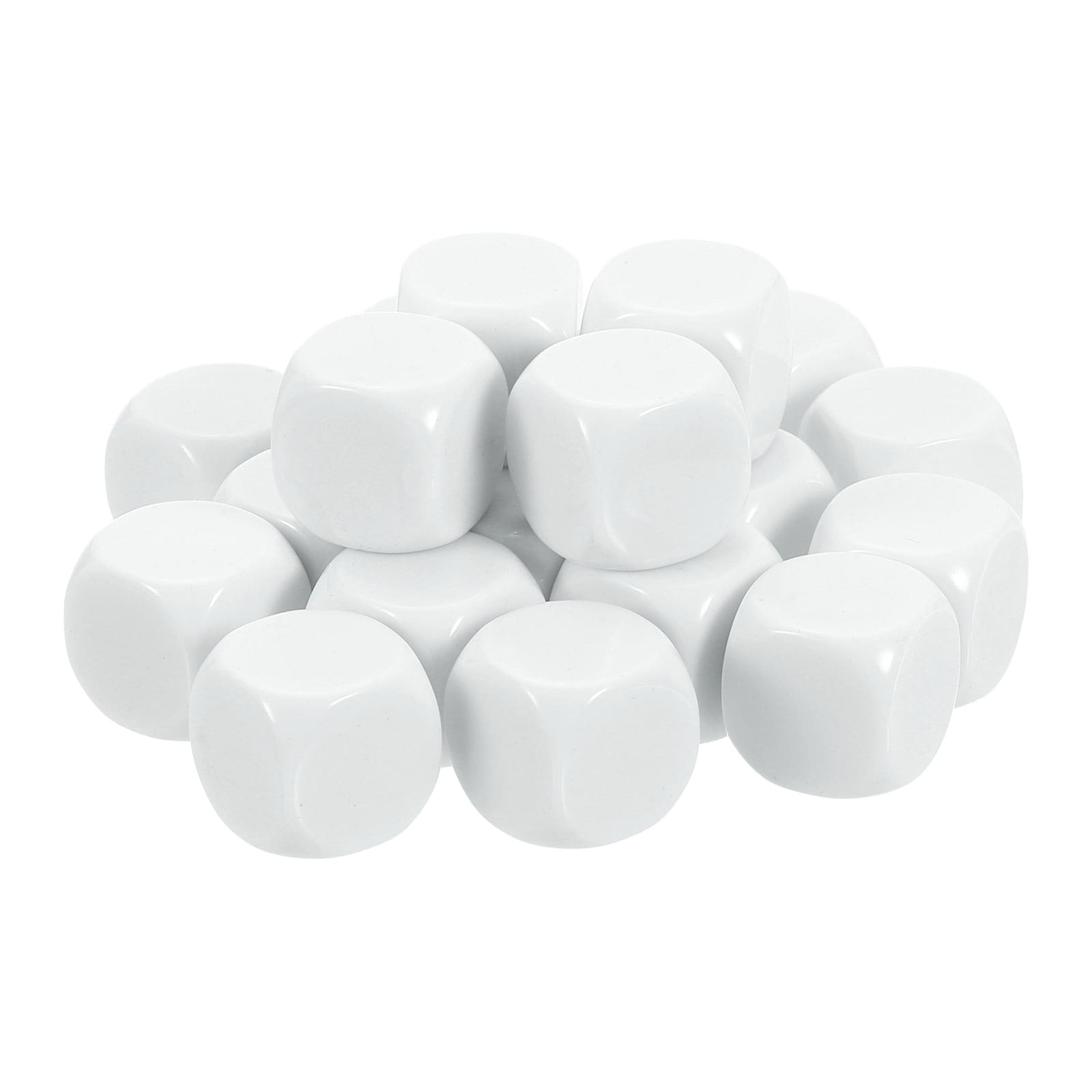 Unique Bargains 20pcs Rounded Blank Six Sided Dice 16mm/0.6inch Acrylic Dice Cube with Smoothed Surface for Party Board Game DIY Craft Counting Teaching White