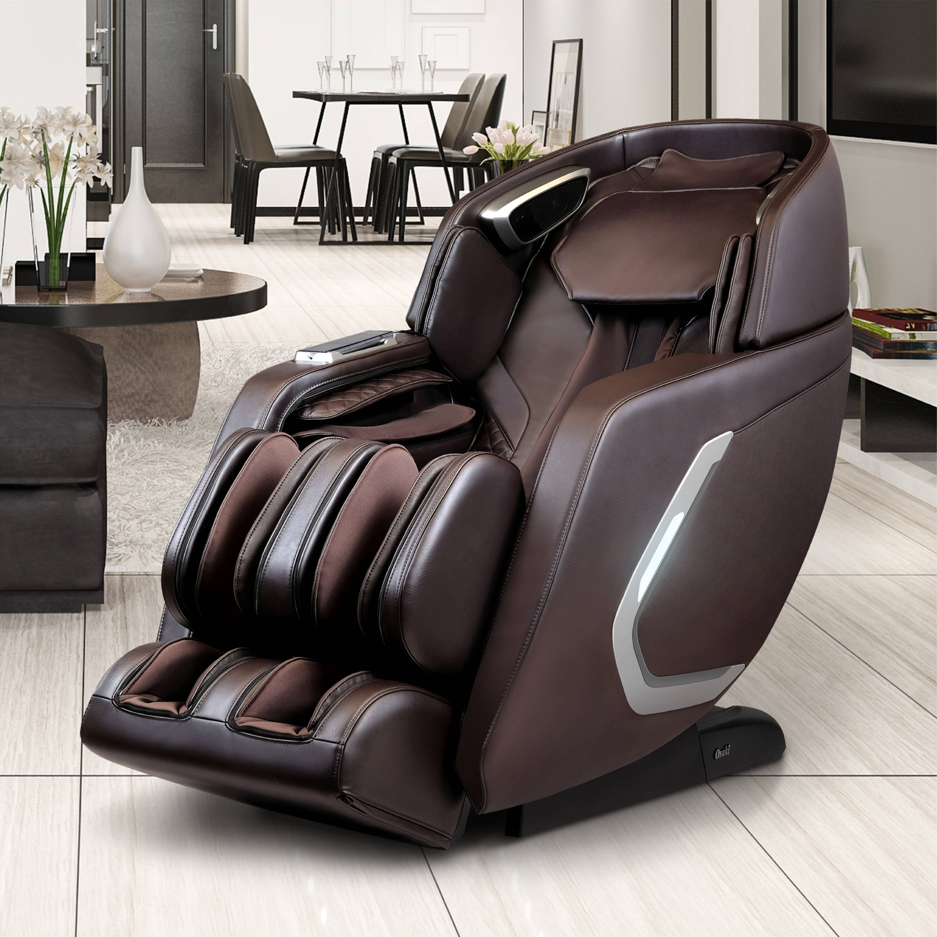 Osaki Os 4d Encore Brown Faux Leather Upholstered Powered Reclining Zero Gravity Massage Chair 4446