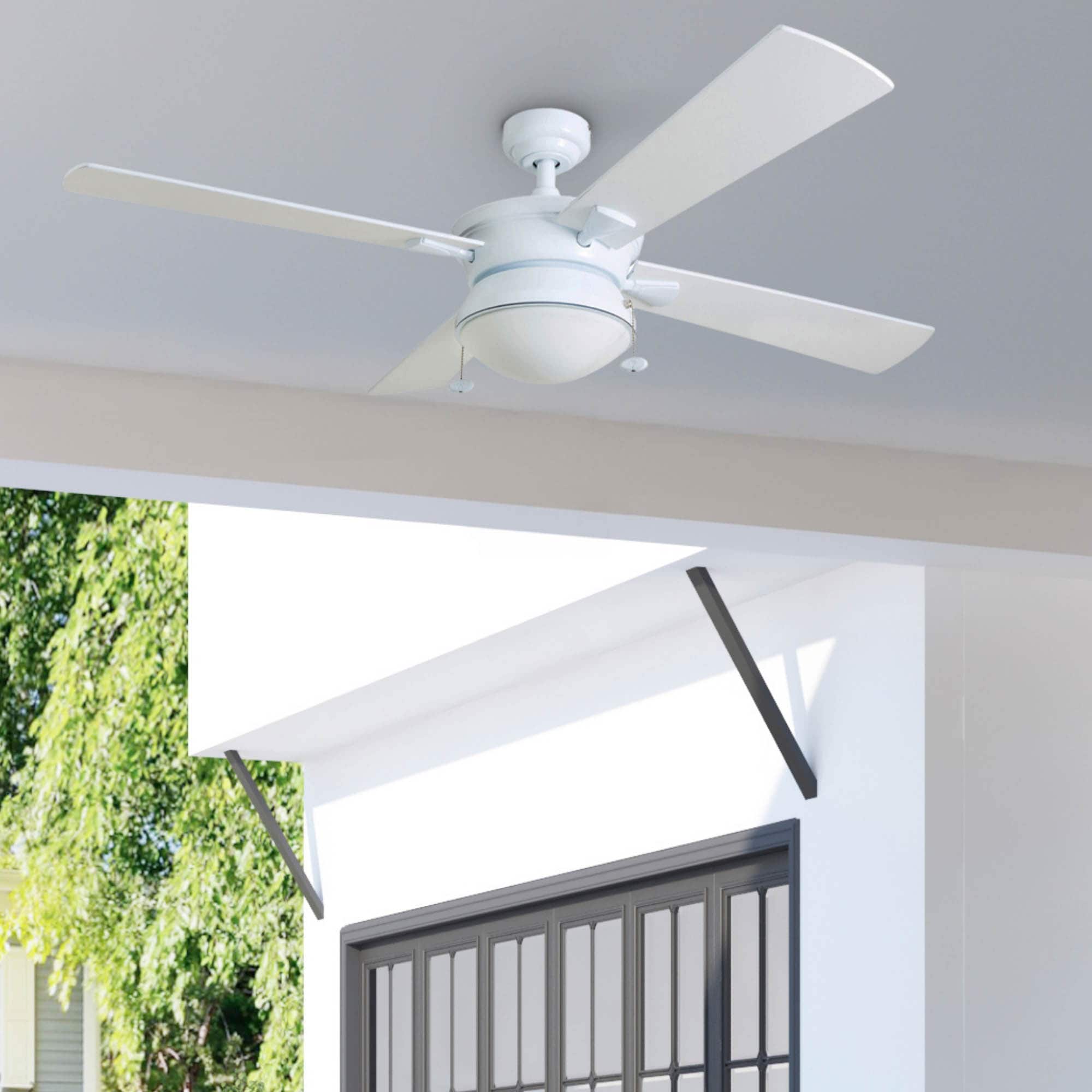 Prominence Home 50344-26 Auletta 52-in Outdoor White with White/Silver Oak Blades Ceiling Fan With Light ( 4 -Blade )