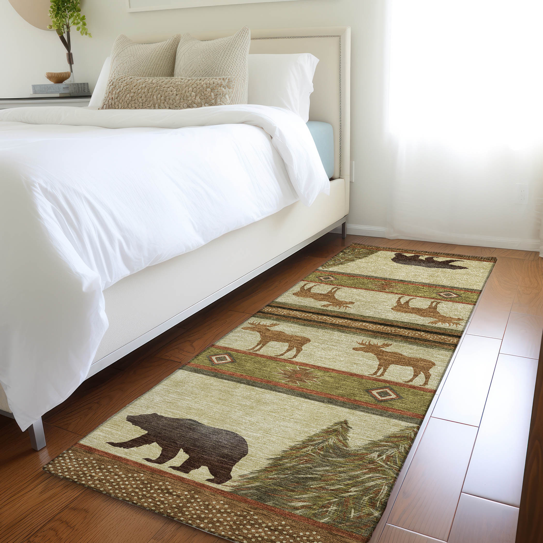 Addison Rugs AMF141BR2X8 Mayfield AMF141BR 2 x 7 (ft) Loomed Polyester Brown Rectangular Indoor Geometric Machine washable Area rug