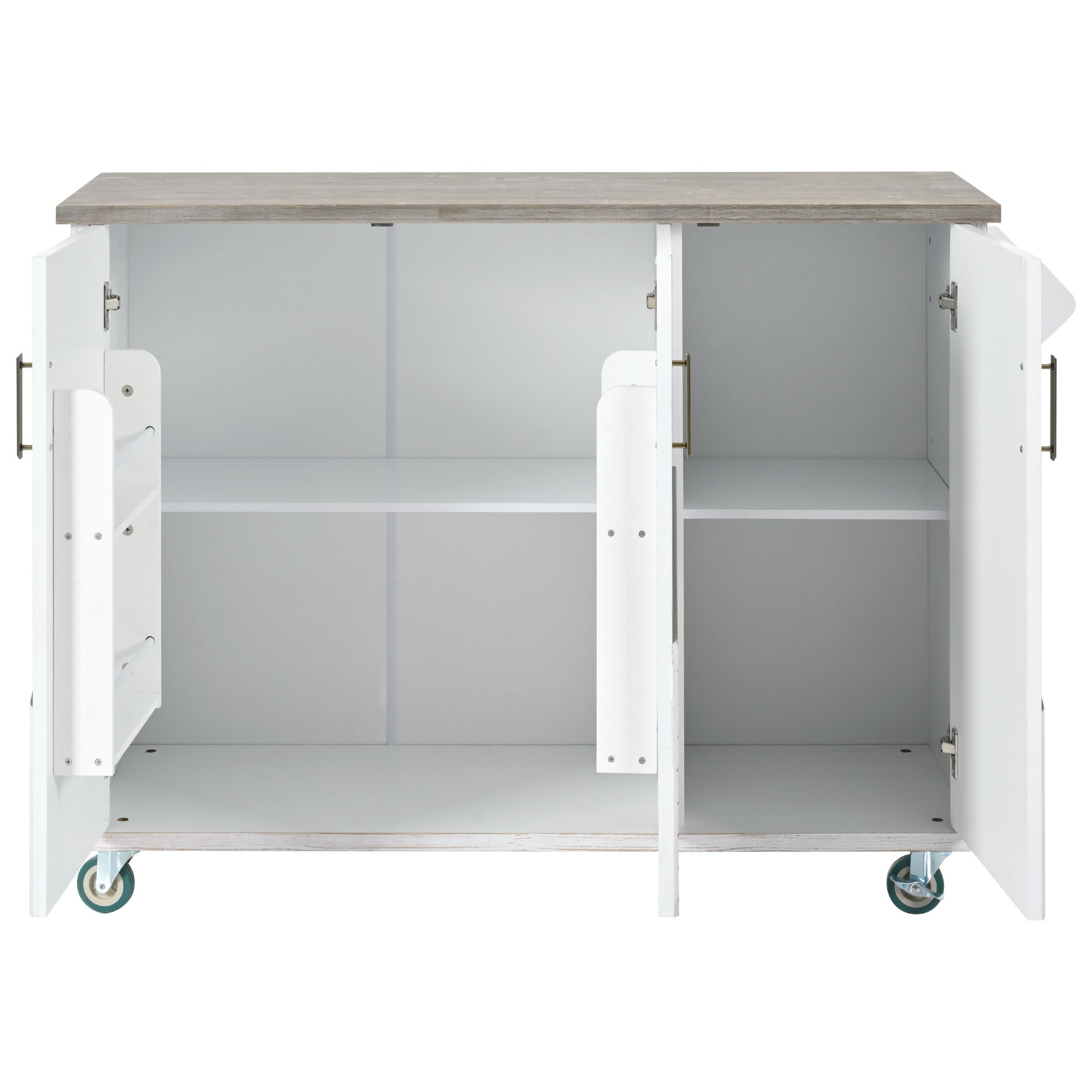 CESICIA White Mdf Base with Mdf Wood Top Rolling Kitchen Island (25.7-in x 51.57-in x 36.7-in)