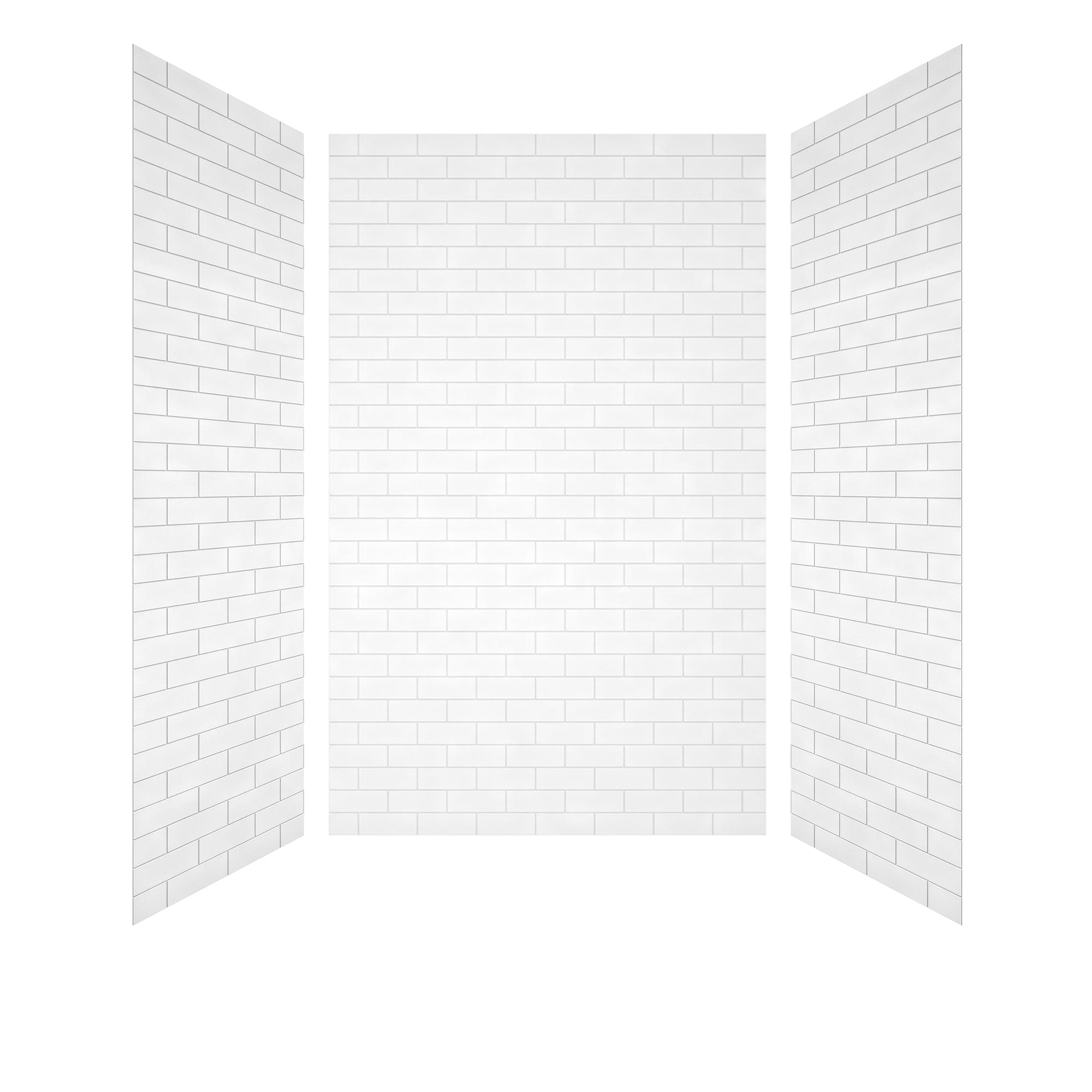 Boyel Living BLBR240016096 60 in. W 96 in. H 3-Piece Glue Up Solid Surface Alcove Shower Wall Set in White Subway Tile