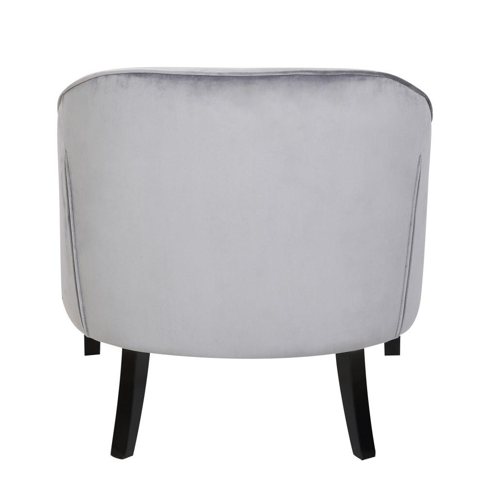 LumiSource Sofia Eclectic Black Wood, Silver Velvet Accent Chair at ...