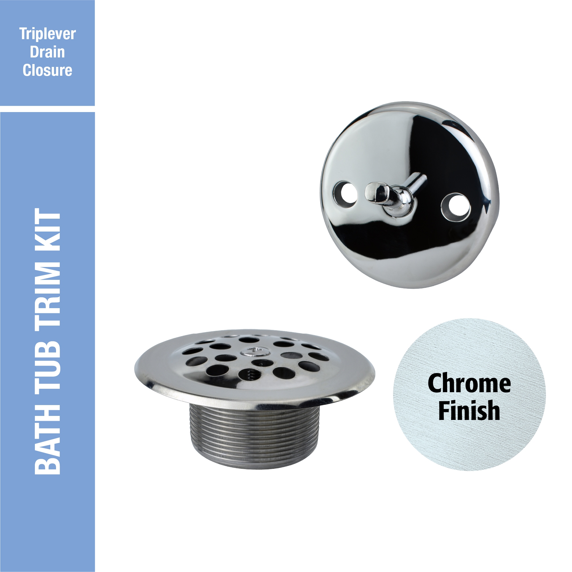 Keeney K826-65PC 1-3/8-in or 1-1/2-in Chrome Triplever Bathtub Trim Kit