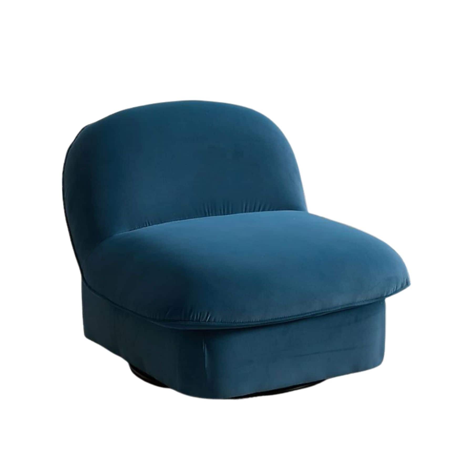 Envelor - Mid Century Modern Velvet Accent Armlesschair and Metal Base