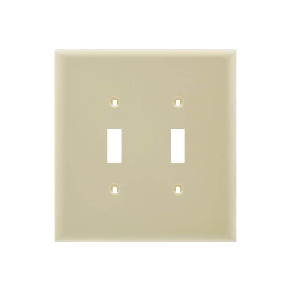 Utilitech 3012-IV10 2 -Gang Standard Size Ivory Plastic Indoor Toggle Wall Plate 10 -Pack