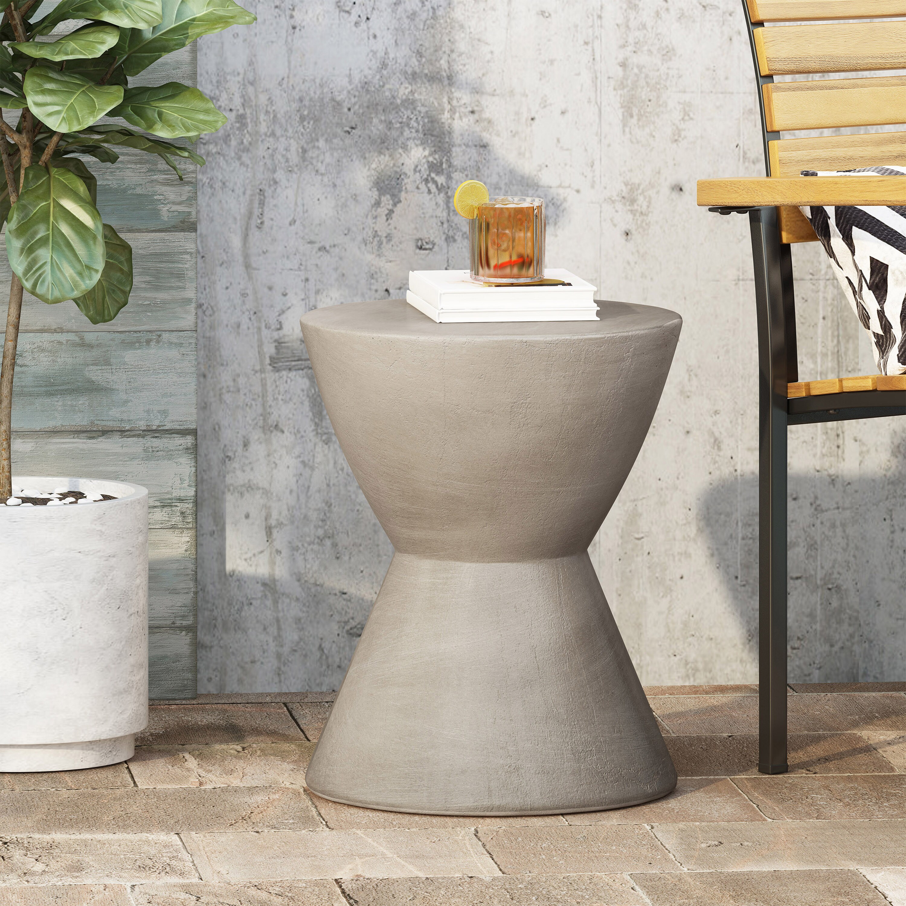 Roomfitters Outdoor MGO Side Table Modern Hourglass Accent Table for ...