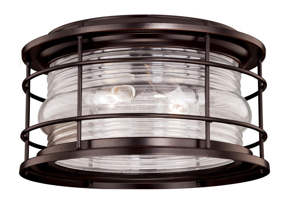 Cascadia T0166 Hyannis 2 -Light 12.63-in Burnished Bronze Indoor/Outdoor Flush Mount Light