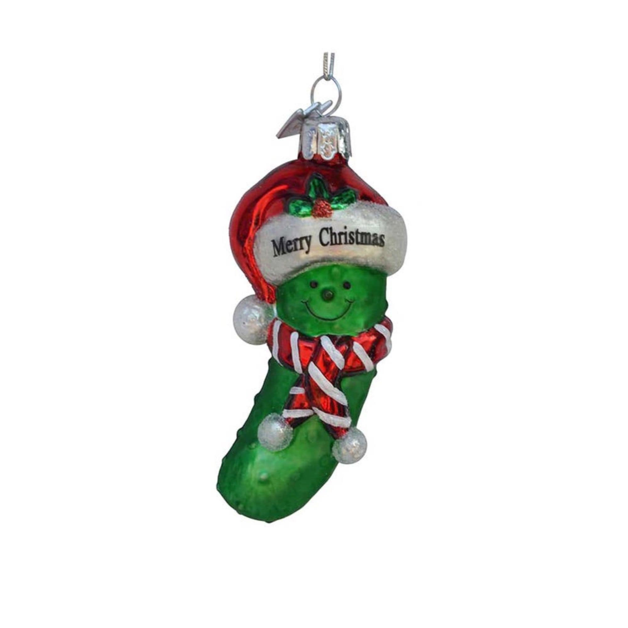 Kurt S. Adler 086131329951 Kurt Adler Noble Gems Glass Ornament for Christmas Tree - Merry Christmas Pickle