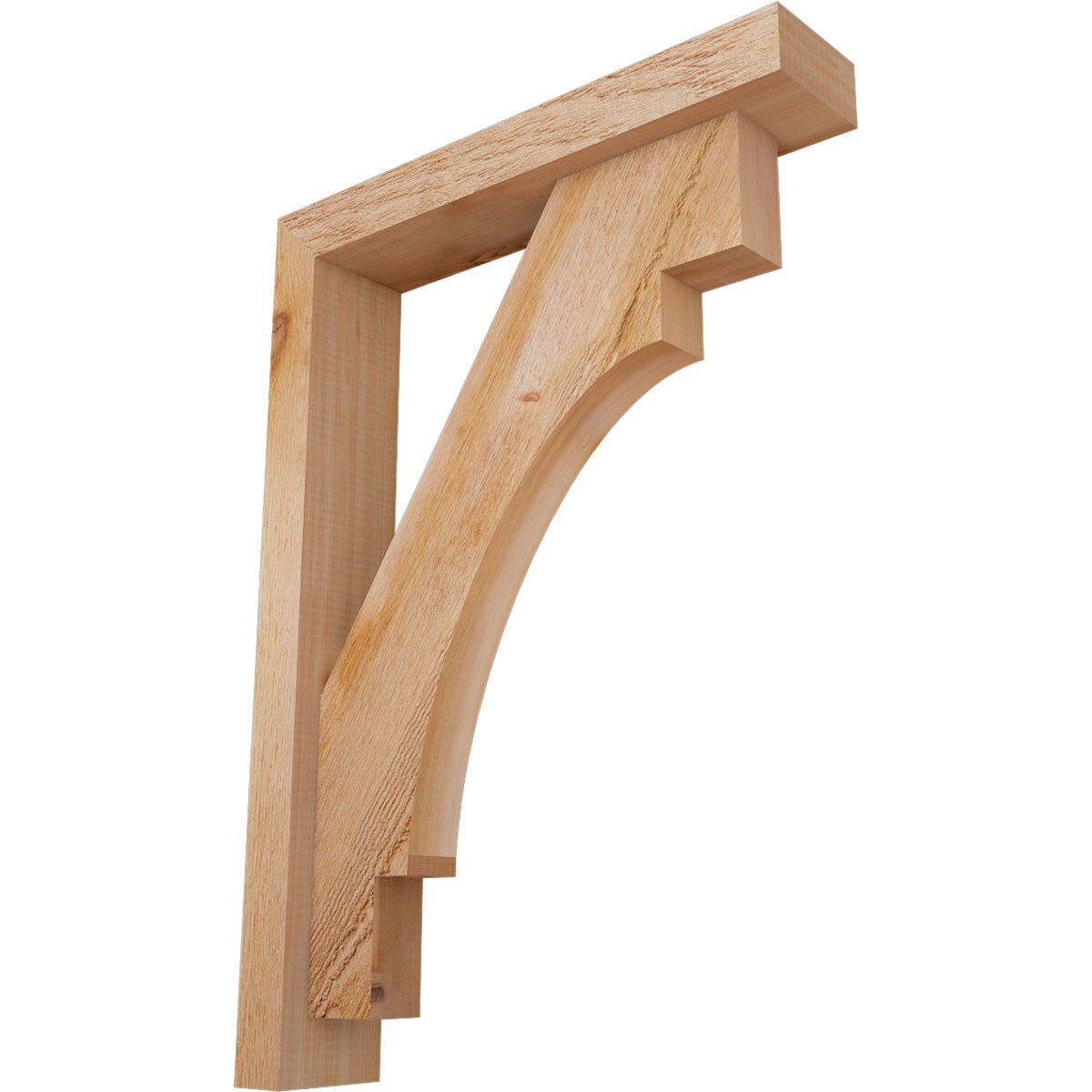 Ekena Millwork 1463018 Merced Block Rough Sawn Bracket with Offset Brace 4-in x 20-in x 28-in Western red cedar Brown Wood Standard bracket