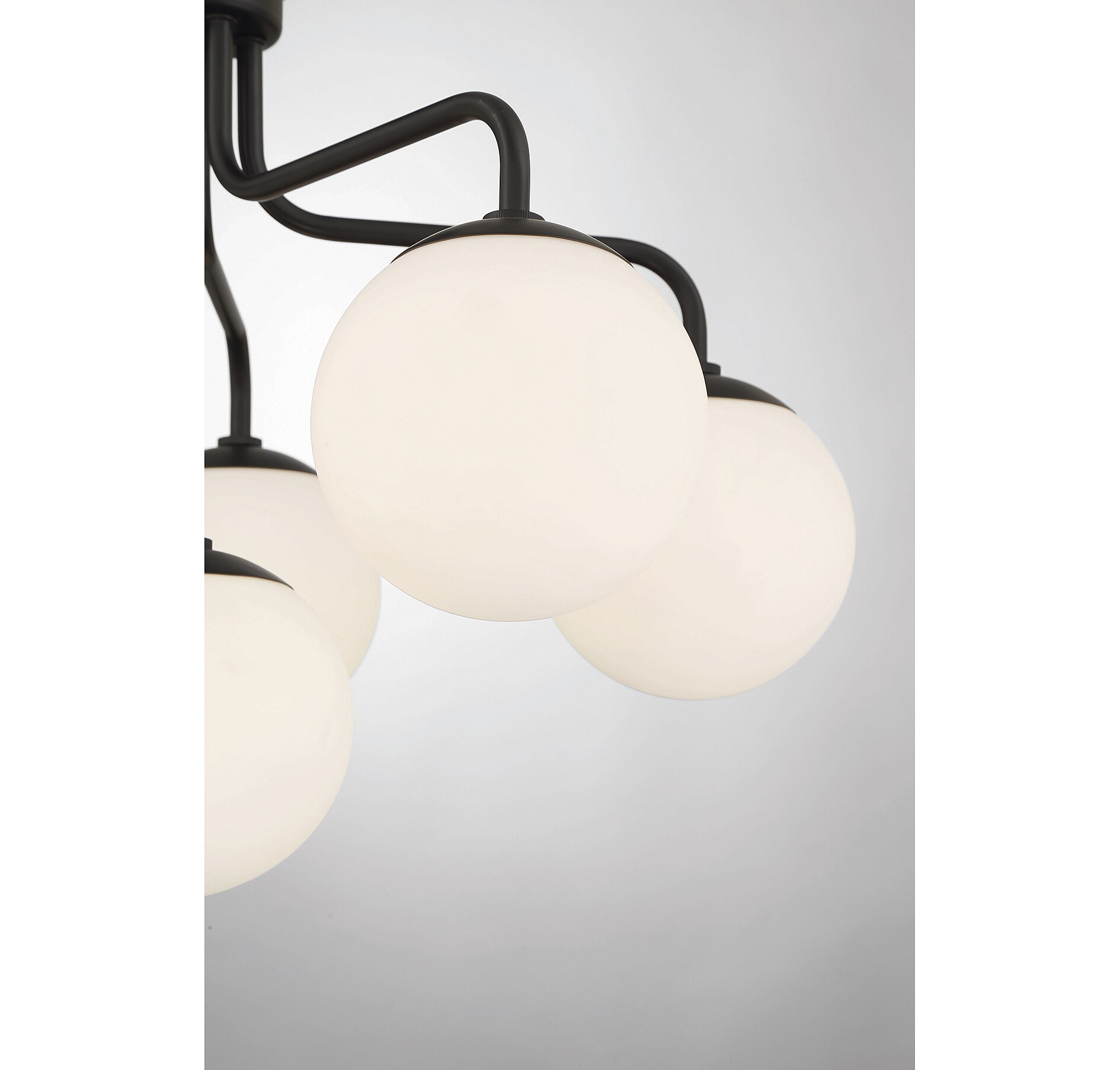 Matte Black Mid-Century Modern 6-Light Semi-Flush Mount