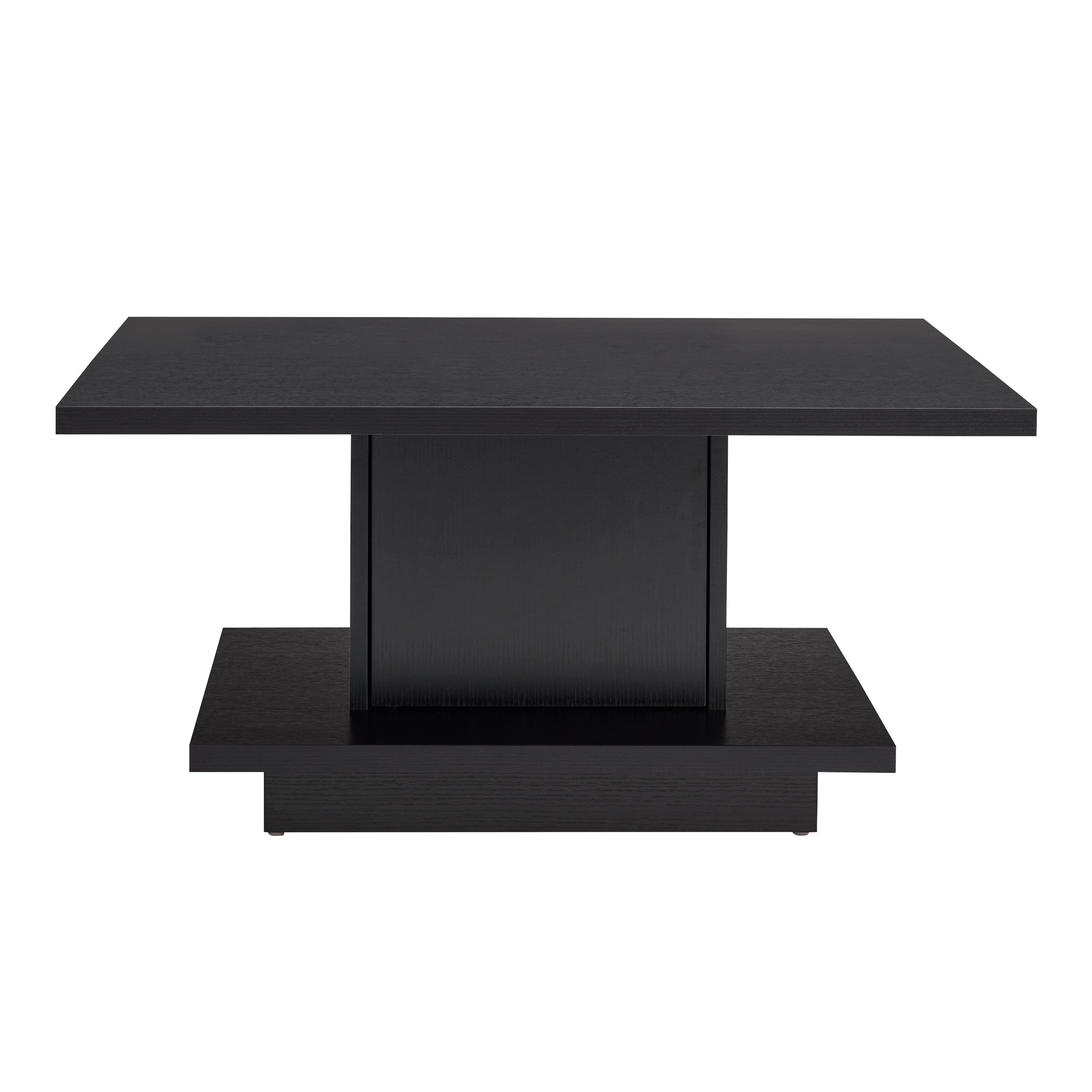 Black Square Wood Coffee Table with Hidden Storage