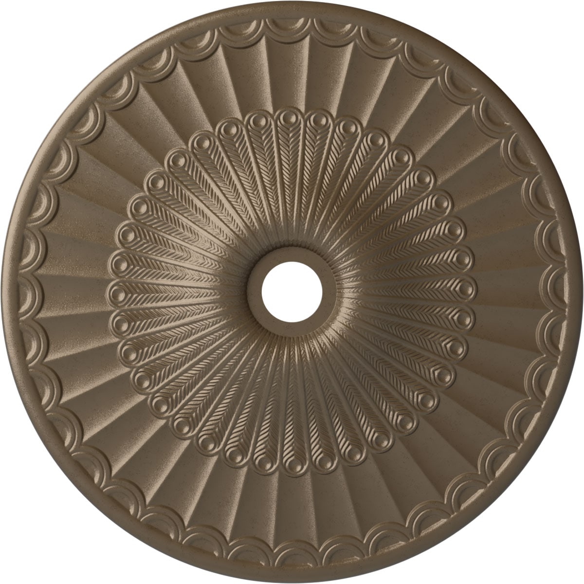 Ekena Millwork CM36GLWSS Galveston 36.625-in W x 36.625-in L Painted Warm Silver Polyurethane Whole Ceiling Medallion