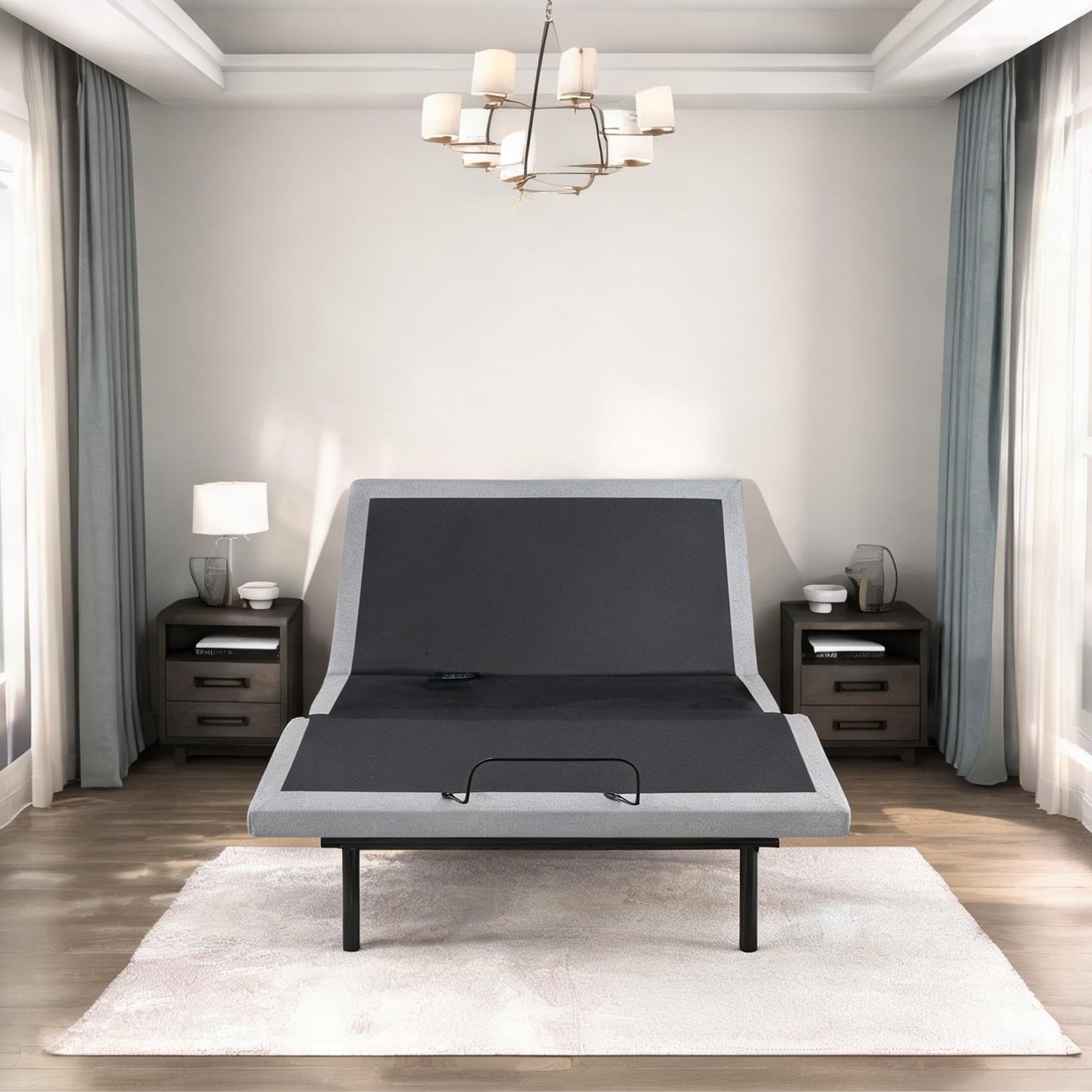 FlowLuxe Bedroom Bed Frame combining Metal Frame Adjustable Design and 58.5 x 79.5 x 14