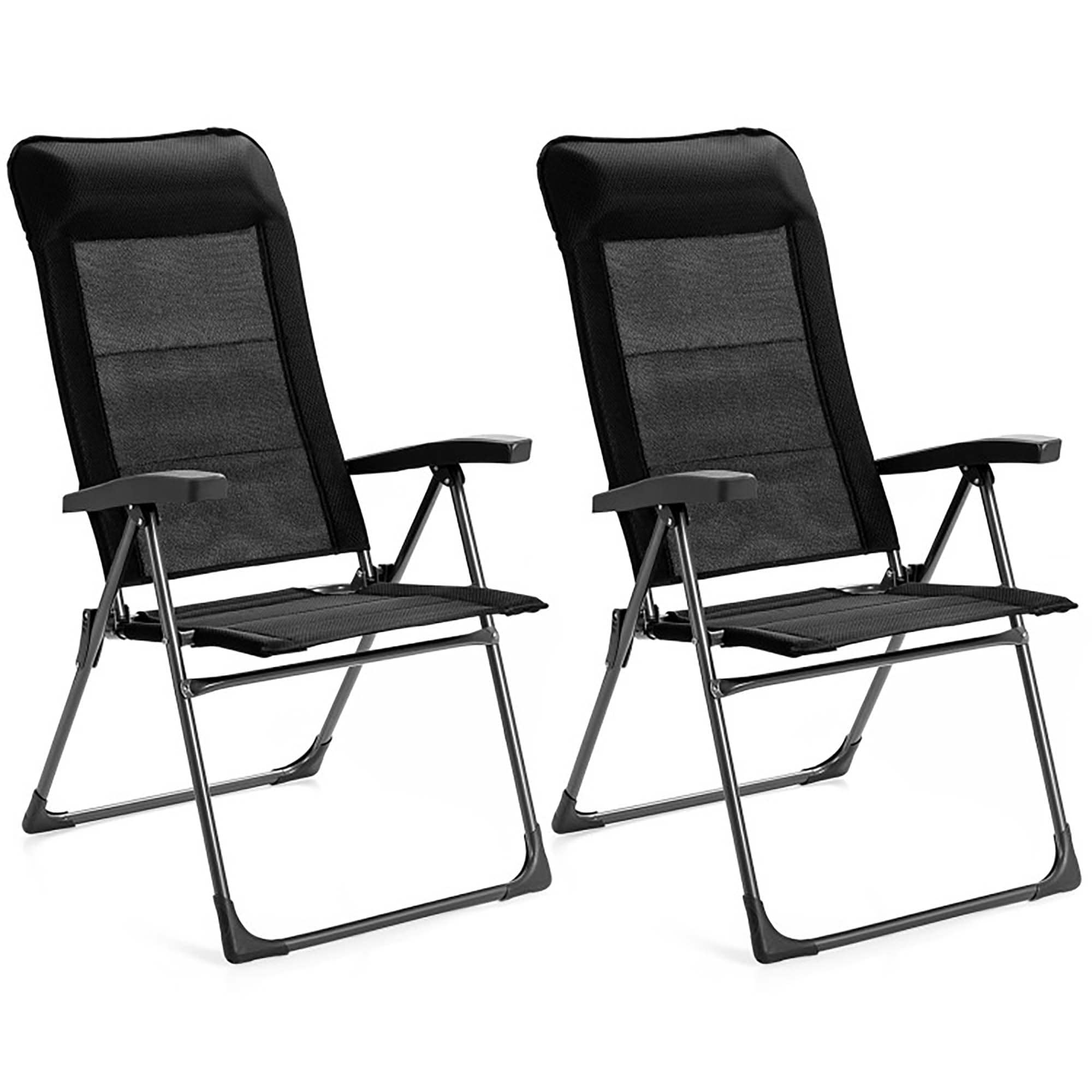 CASAINC OWS-LFC200 Folding Dining Chairs Headrests Set of 2 Rattan Black Iron Frame Stationary Dining Chair with Black Solid Seat