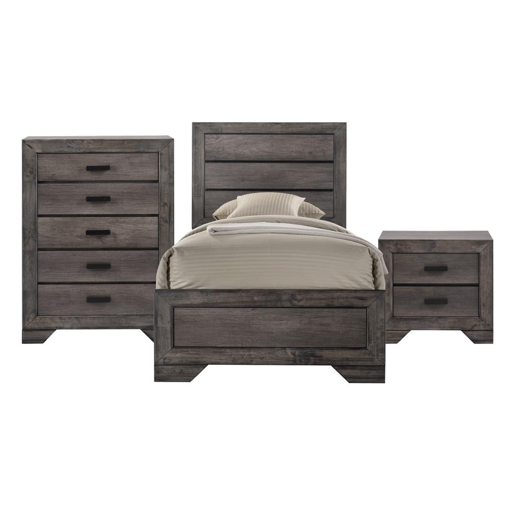 Picket House Furnishings NH100TB3PC Grayson Grey Oak Twin Bedroom Set