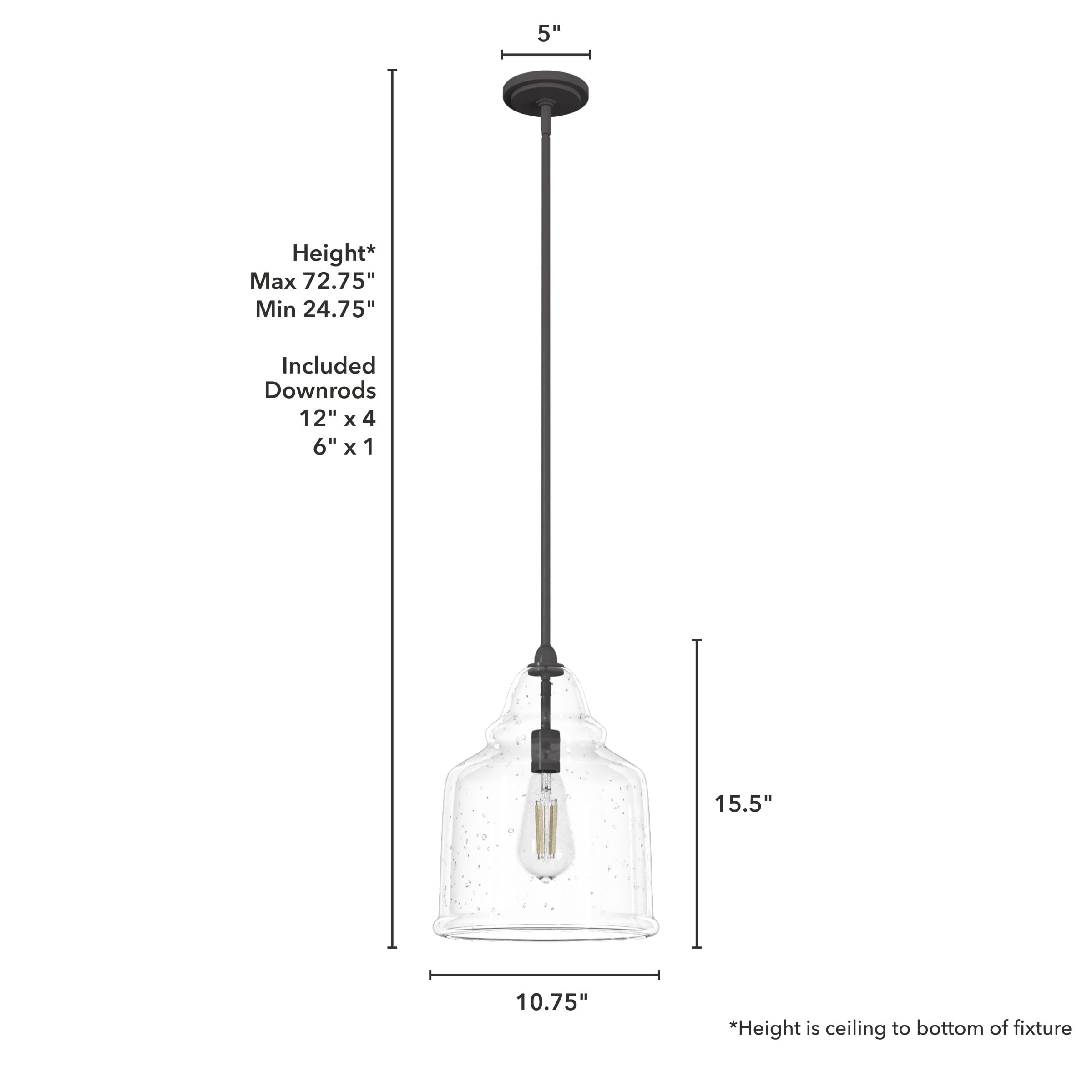 Hunter Dunshire Noble Bronze Transitional Seeded Glass Bell LED Hanging ...