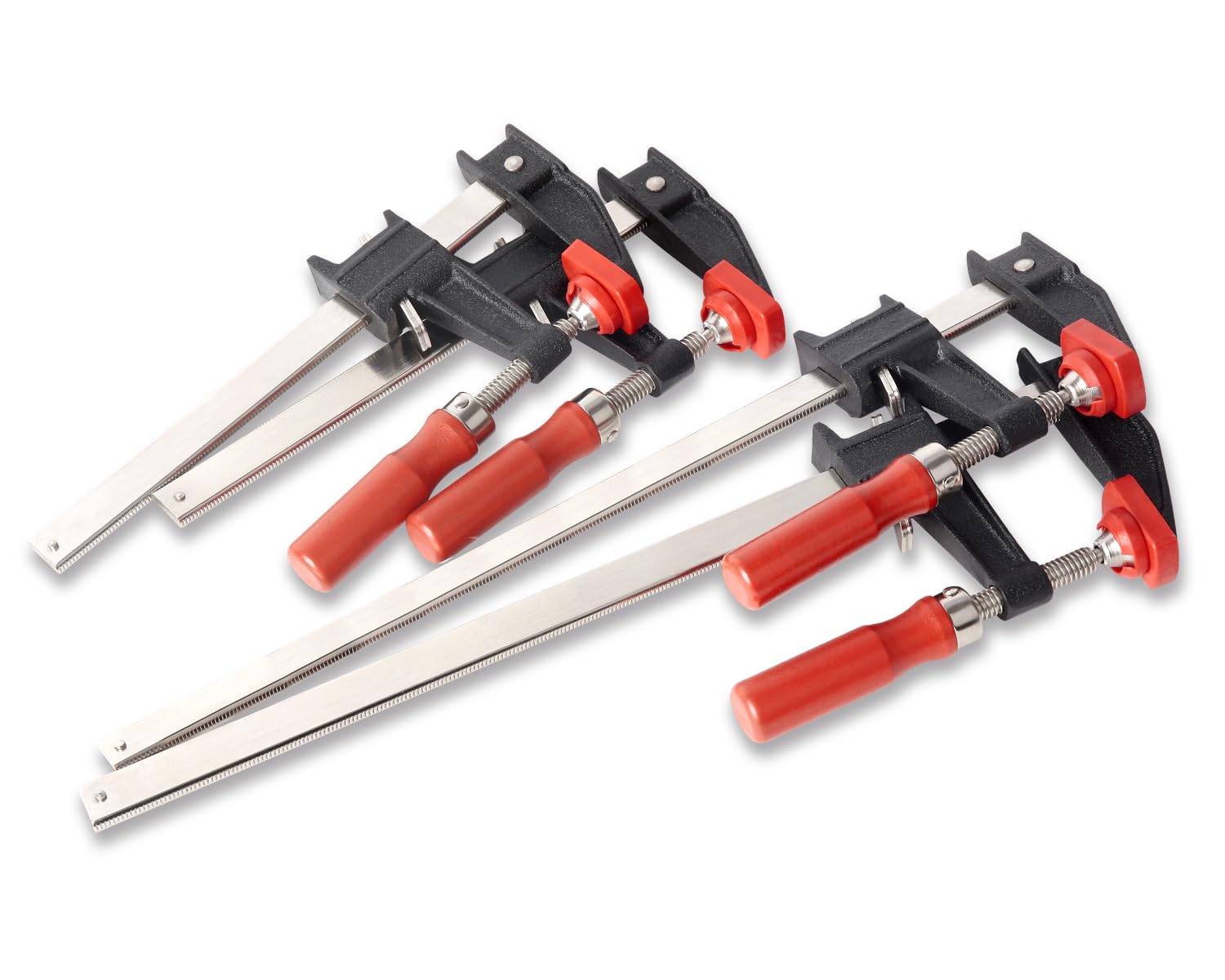 DYRCJ  F Style Clamp Set with Wood Handle 2 Each 6 In and 12 In Clamps Durable Powder Coated Cast Iron Jaws for Woodworking and Medium Duty