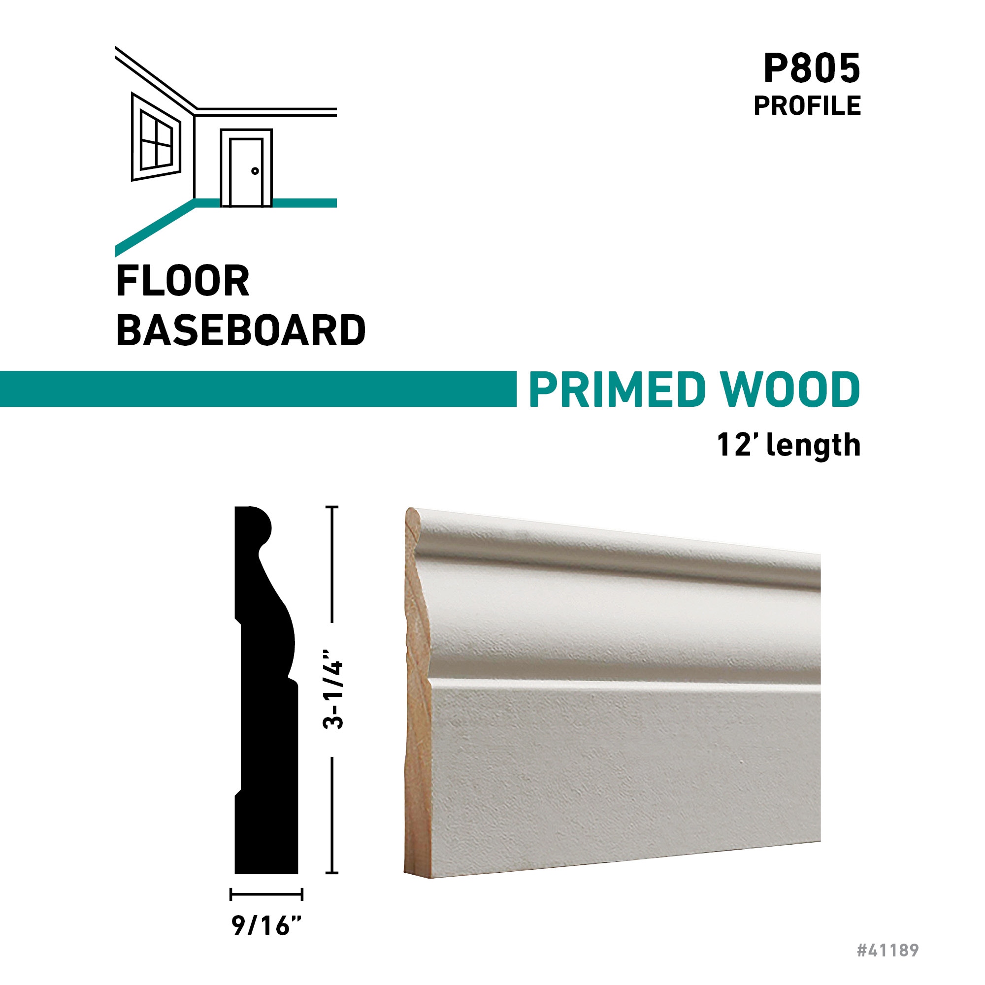 Reliabilt 916 In X 3 14 In X 12 Ft Colonial Primed Wood Pine P 805 Baseboard Moulding In The 7781