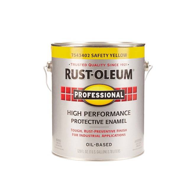 Rust Oleum Professional Oil Based Gloss Safety Yellow Interior Exterior Industrial Enamel Paint 1 Gallon In The Department At Com - Rustoleum Oil Based Paint Gallon Colors