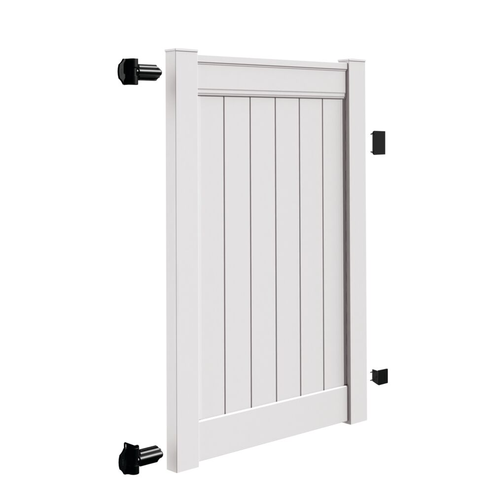 Freedom Everton 6-ft H x 4-ft W White Privacy Vinyl Flat-top Fence gate (Unassembled)