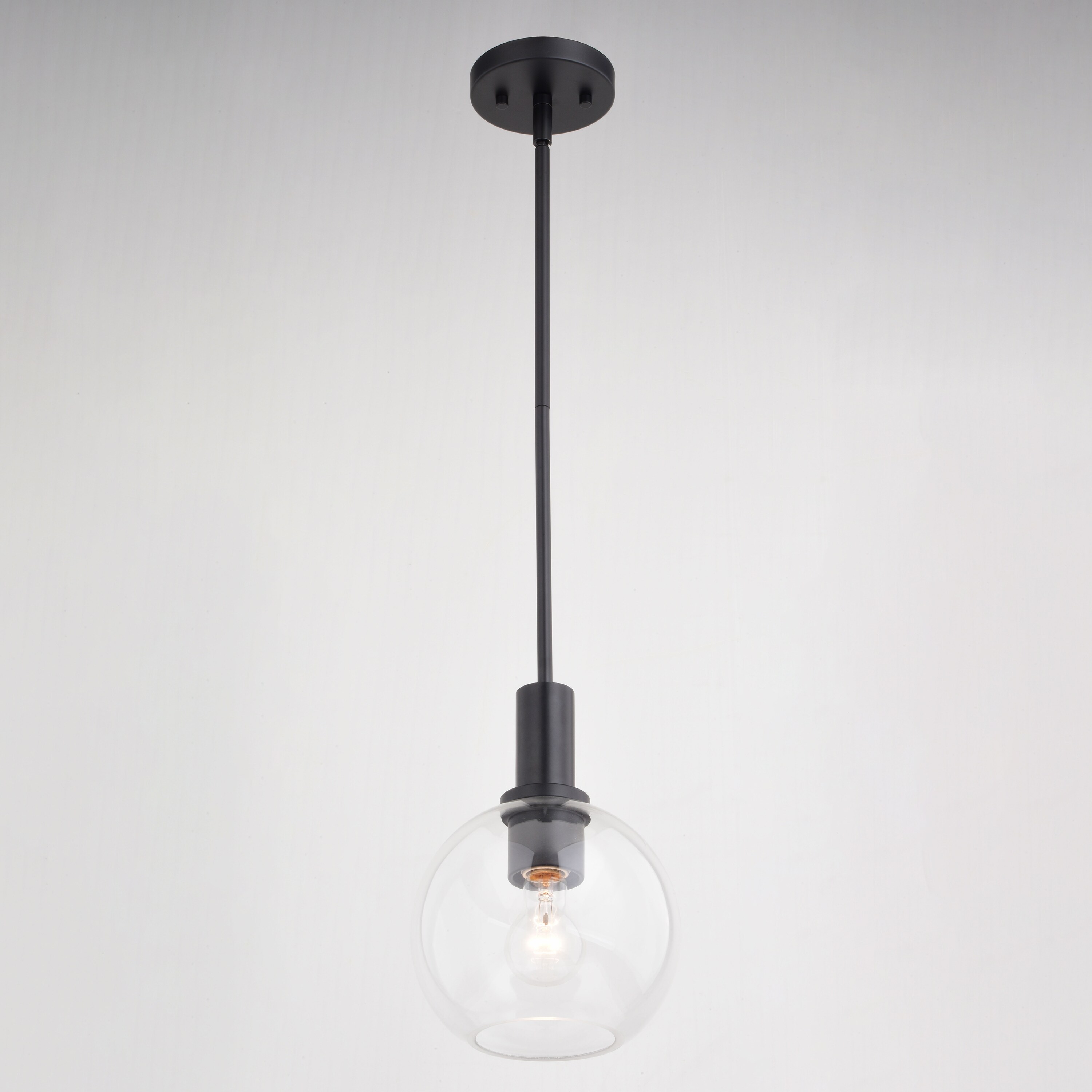 Marshall Matte Black Mini Pendant with Clear Glass Globe