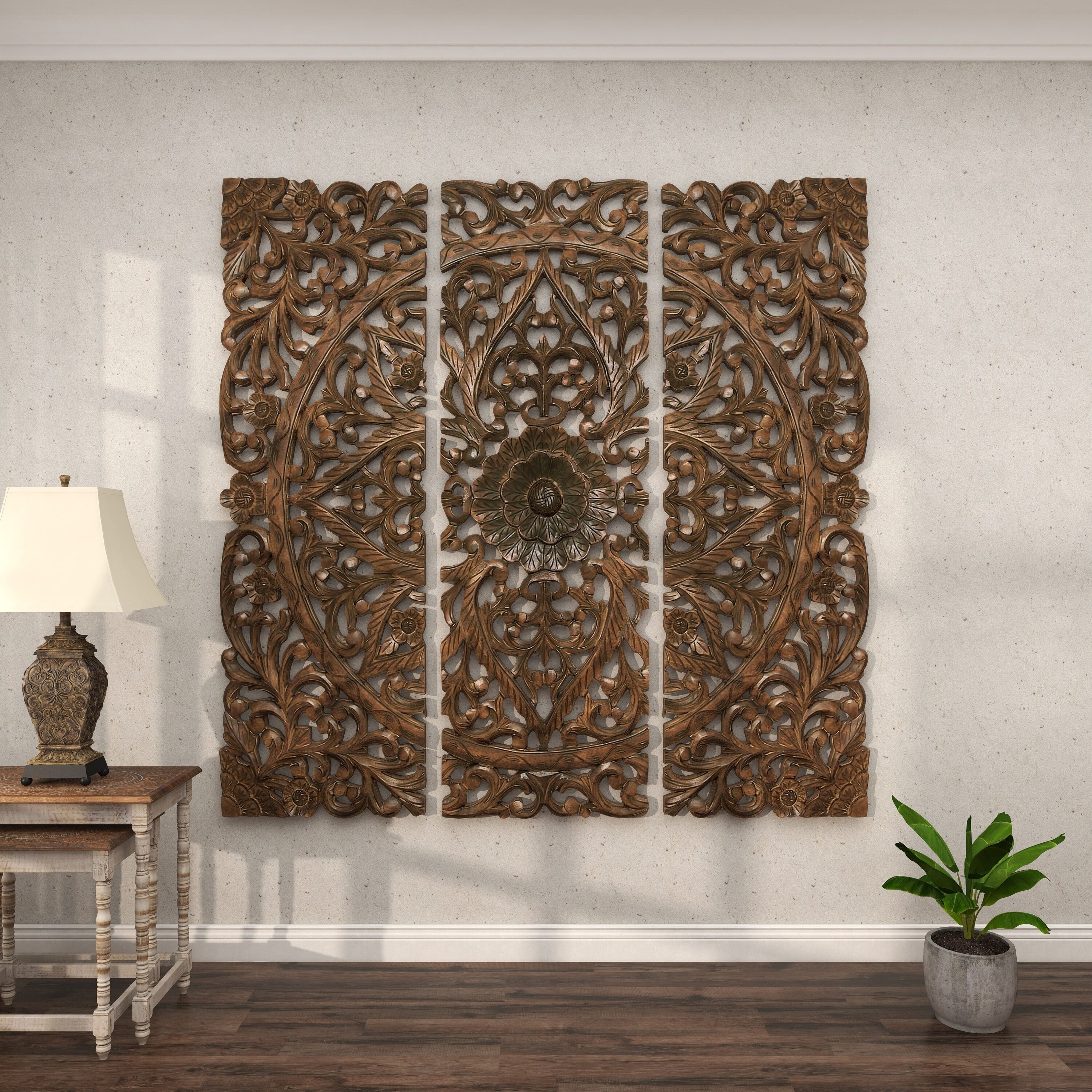 Hand Carved Wooden Wall Hanging,decor,panel Art,18 X 12 Inch,white