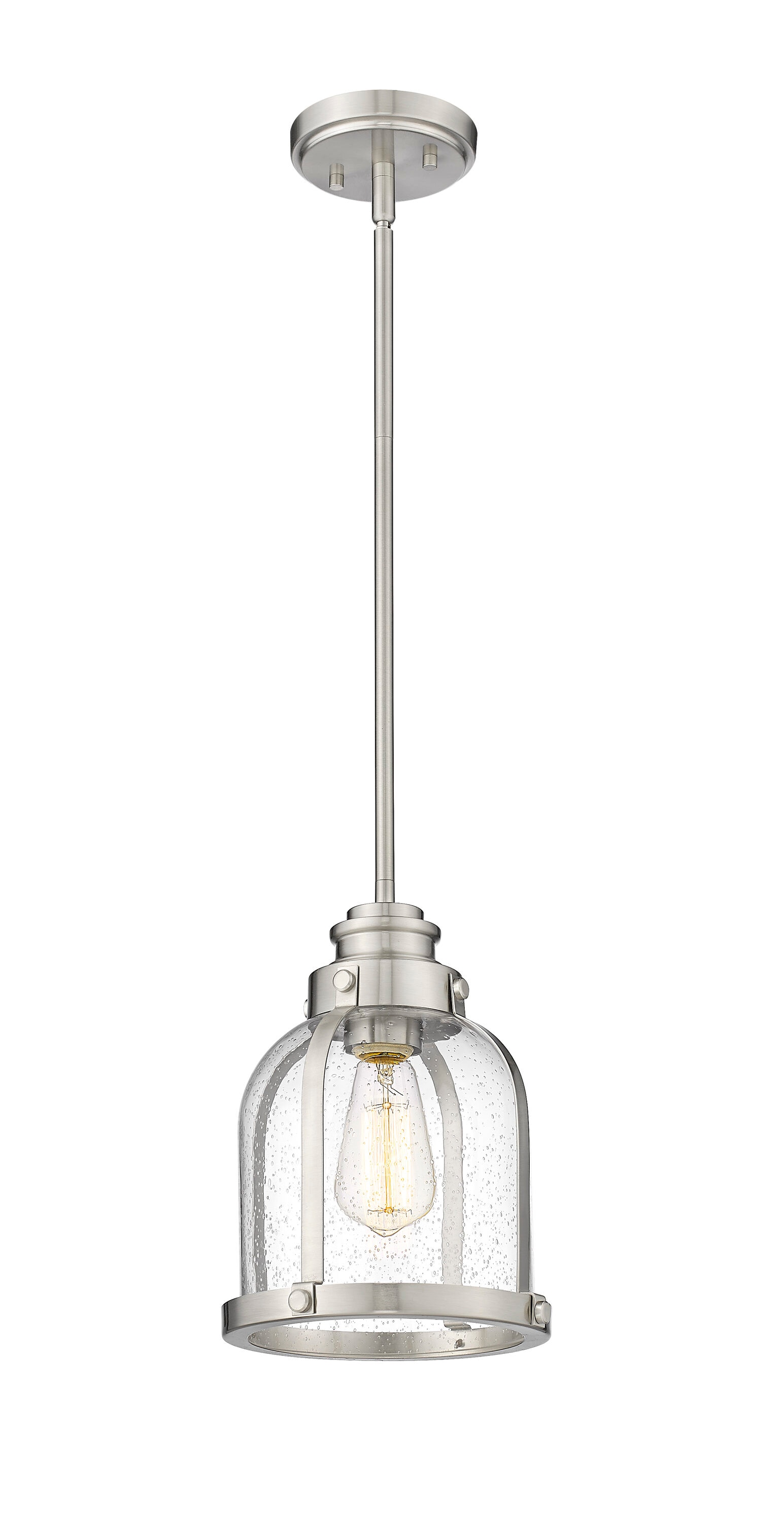 Z-Lite 337MP-BN Burren Brushed Nickel Traditional Seeded glass Dome Mini Hanging Pendant light