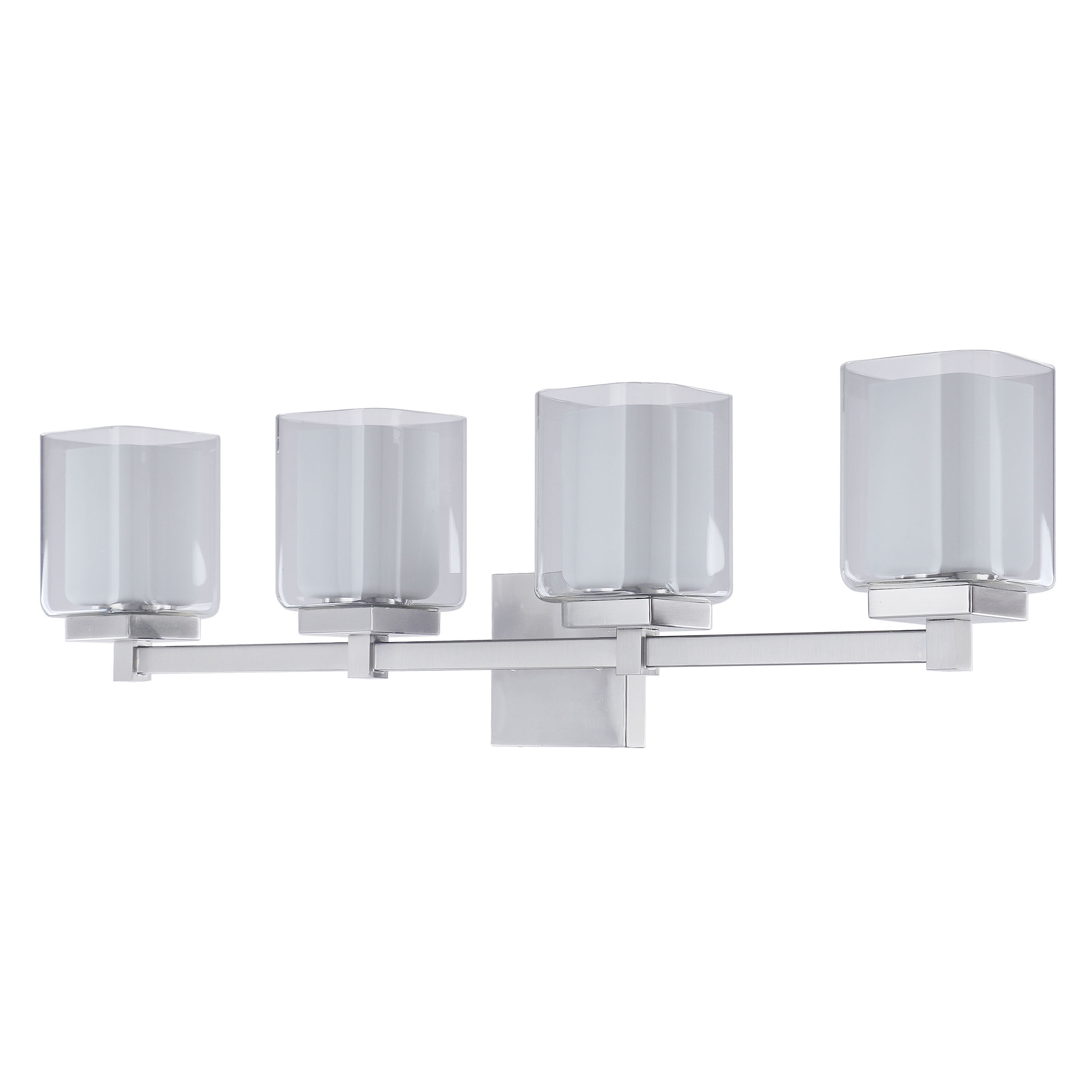 32-inch Satin Nickel 4-Light Vanity Fixture with Clear Glass Shades