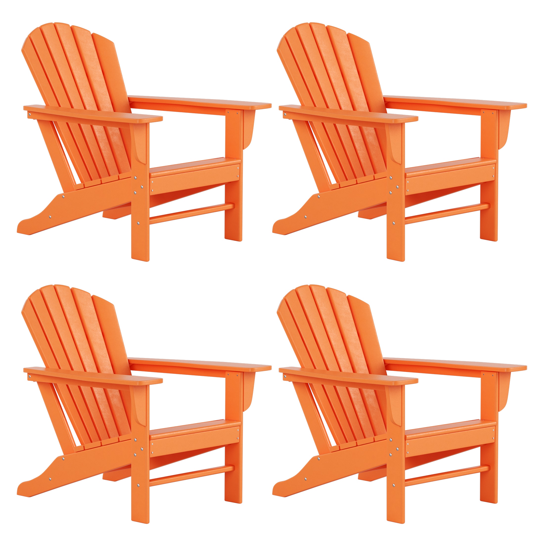 Westin Furniture OP6001-OR-4 Altura Set of 4 Orange HDPE Frame Stationary Adirondack Chair with Slat Seat