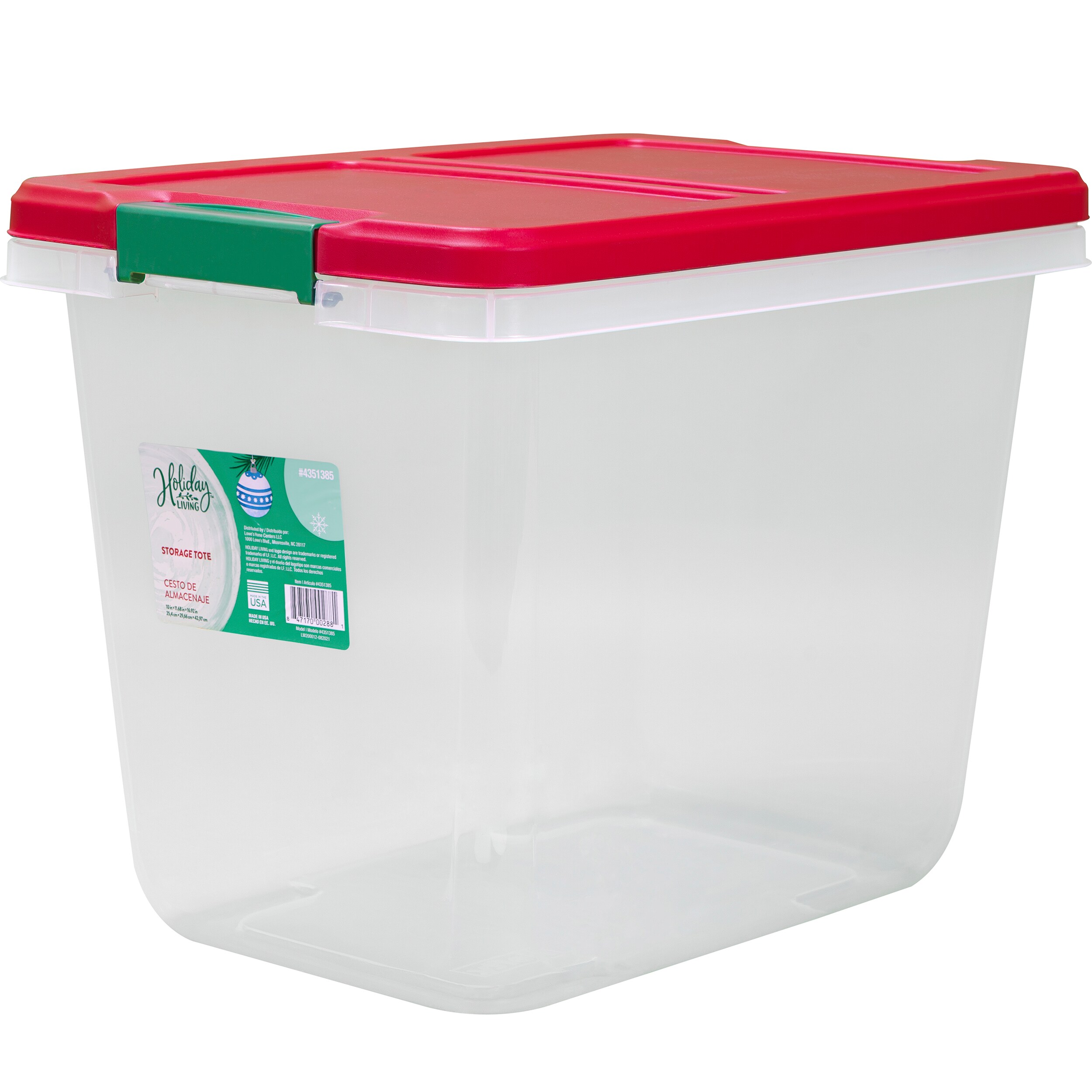 Holiday Living Medium 7.25-Gallons (29-Quart) Clear W/Red Lid ...