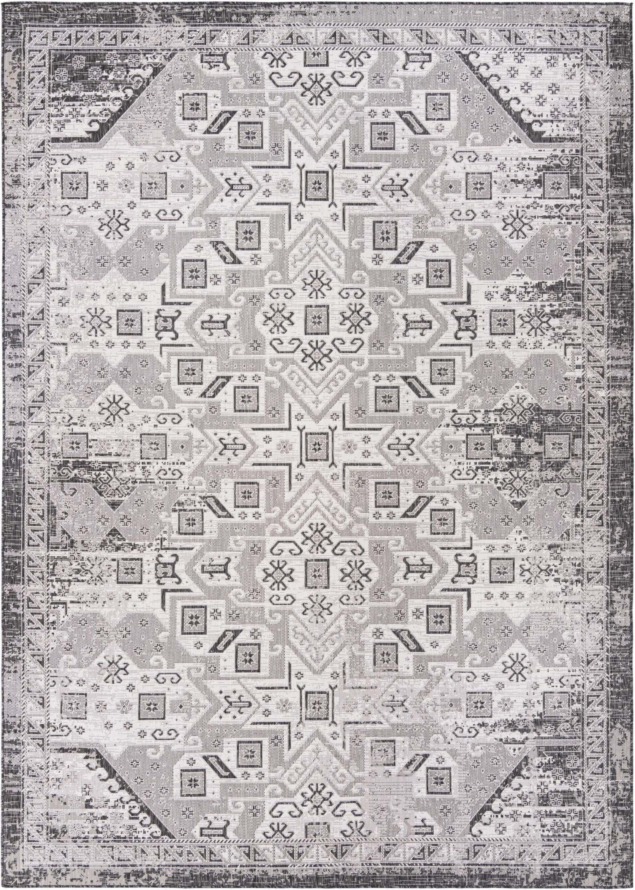 Charcoal Gray 10' x 14' Synthetic Reversible Outdoor Rug