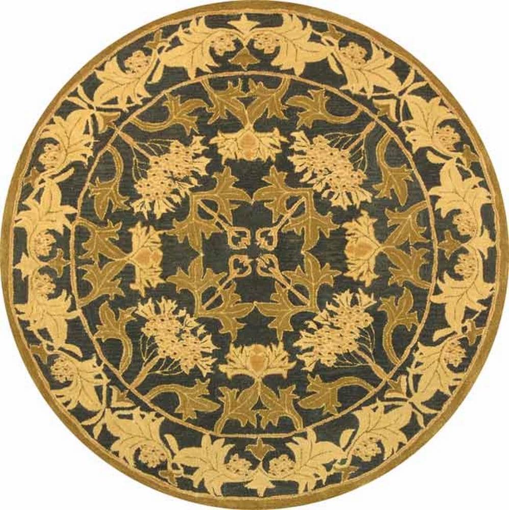 Safavieh AN541A-6R Anatolia Attalid 6 x 6 (ft) Tufted Wool Navy/Sage Round Indoor Floral/Botanical Vintage Area rug