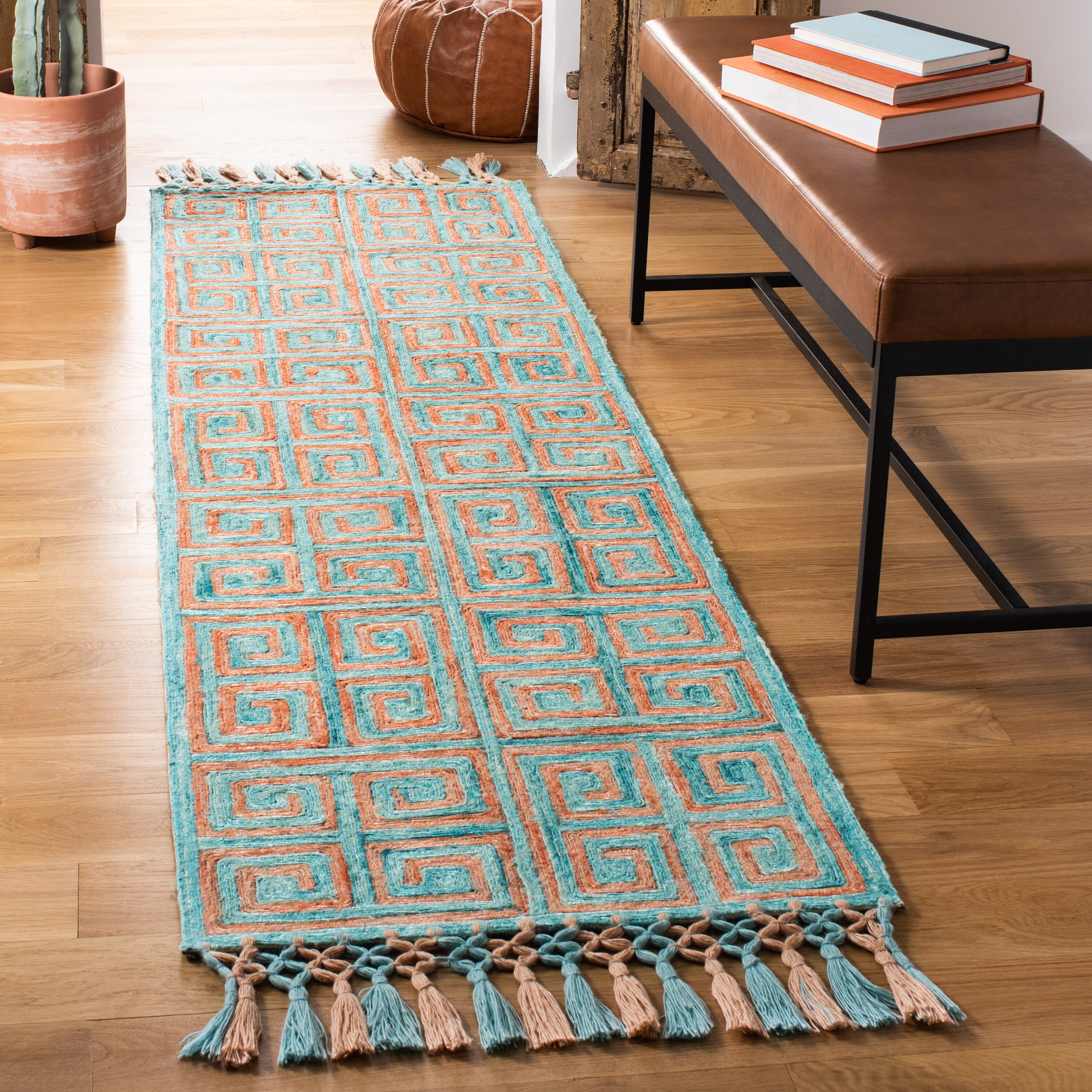  Sahara 469 Rust/Aqua Bohemian 2ft-3in x 8ft Runner Rug
