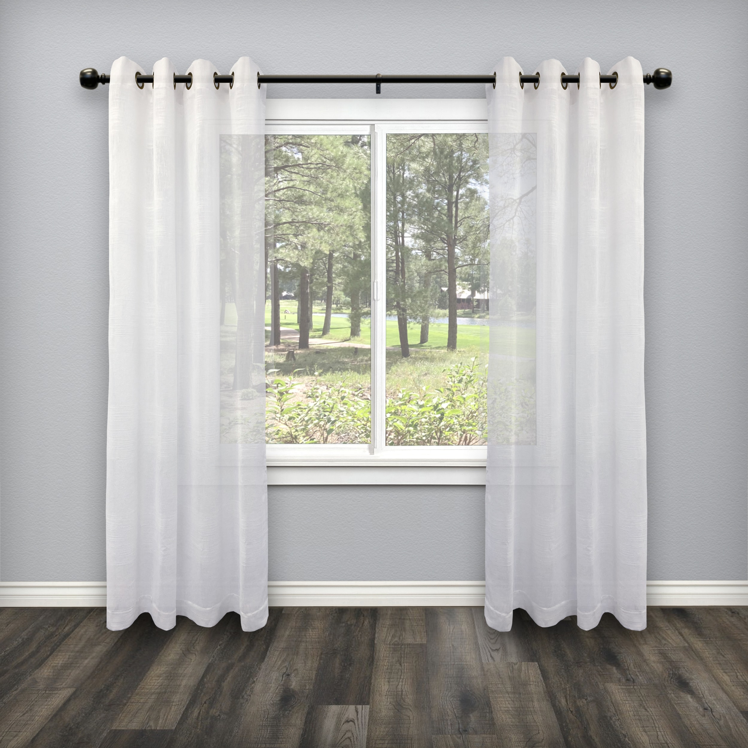 Morena II Black Adjustable Metal Curtain Rod Set, 36-72 Inches