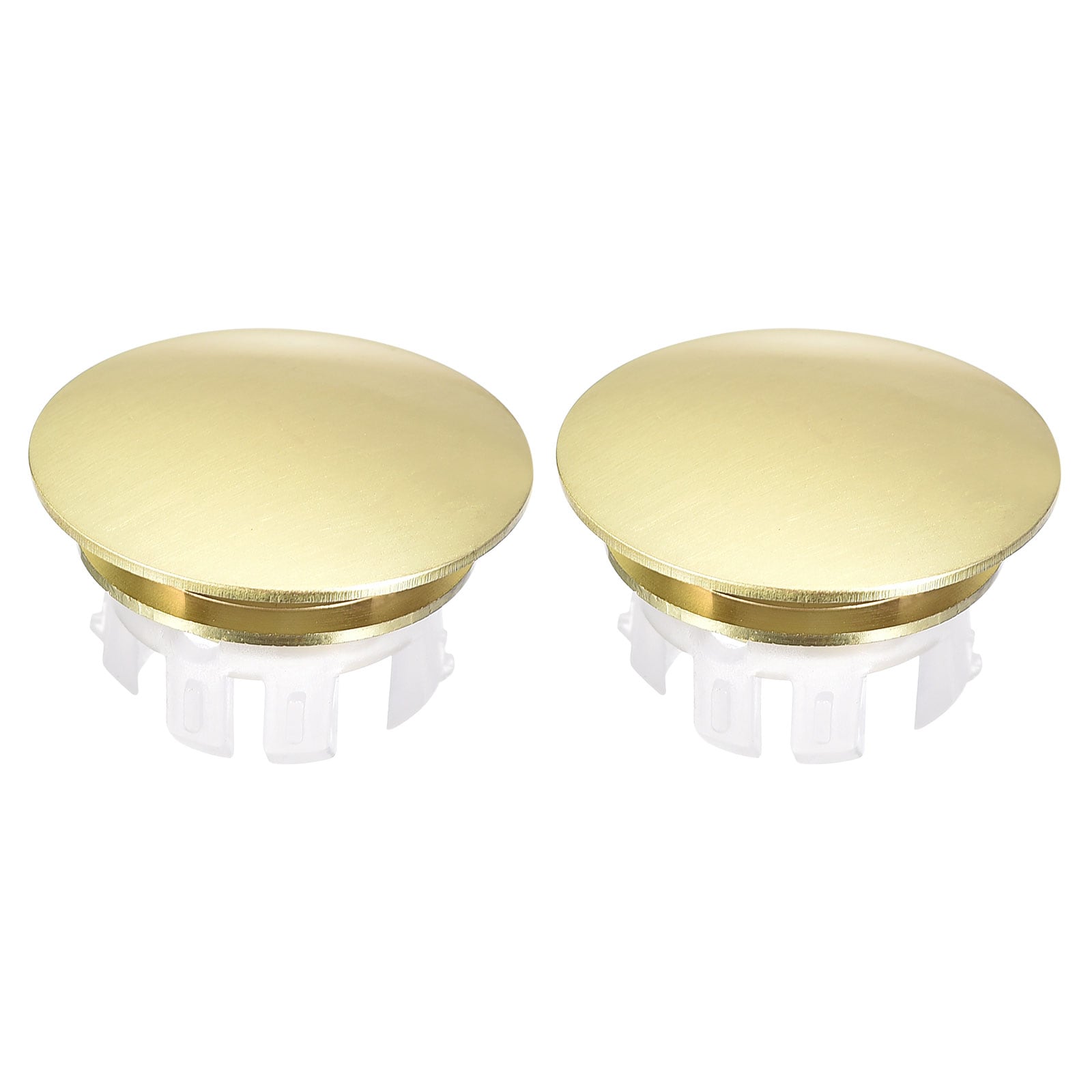 Unique Bargains S25093000UX5041 Sink Trim Overflow Cover 2 Pcs Sink Overflow Rings Drain Cover Hole Insert in Round Caps Gold Tone