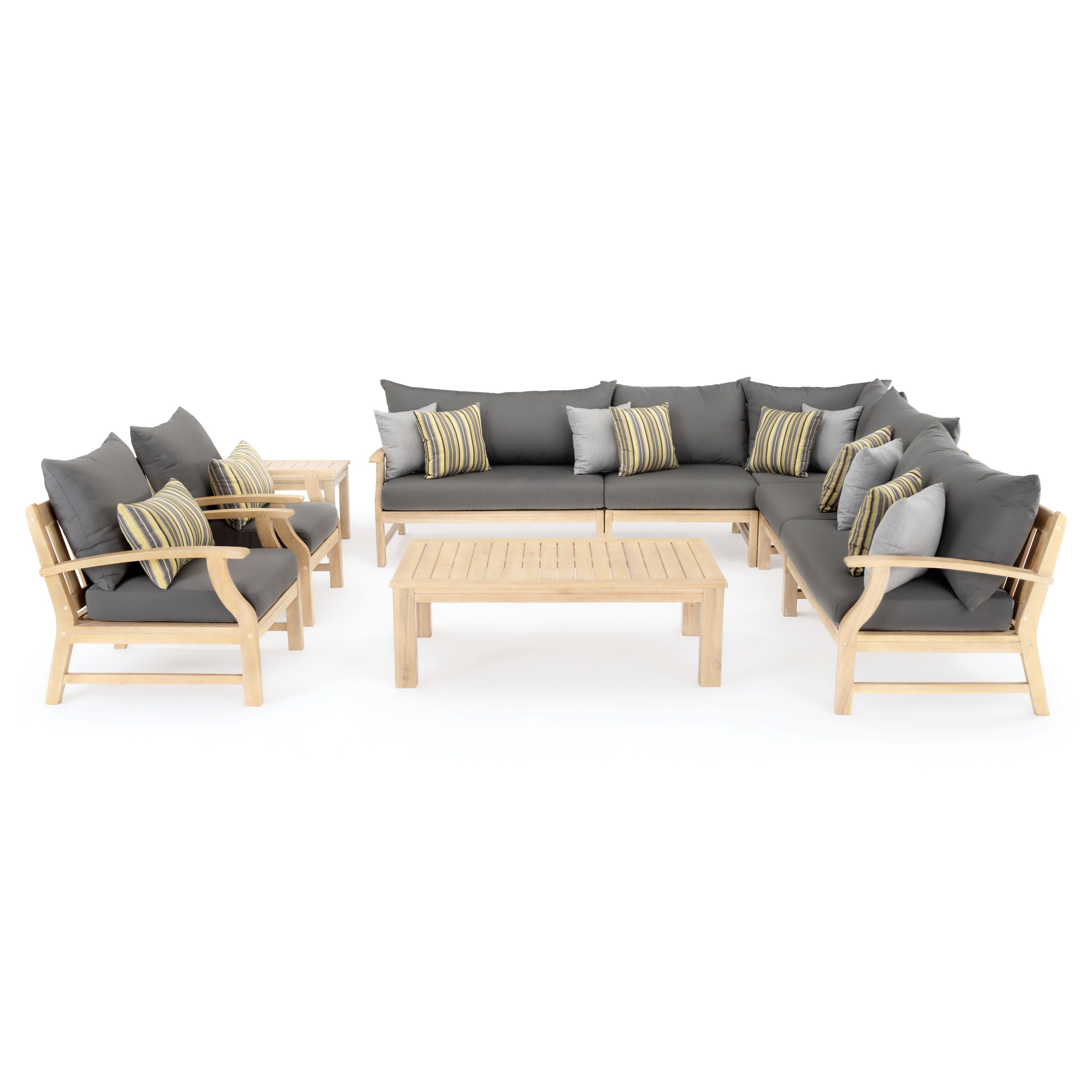 RST Brands Kooper 9-Piece Patio Conversation Set with Gray Sunbrella ...