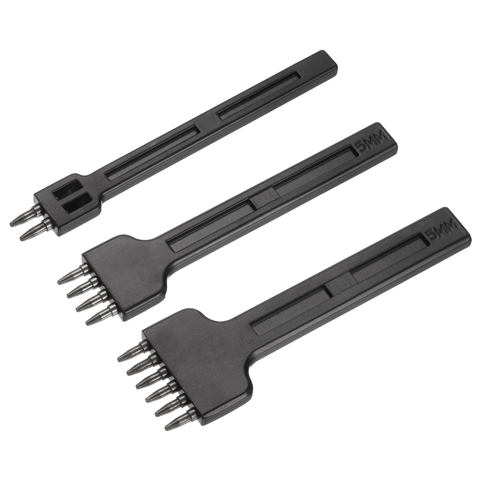 Harfington 3pcs Leather Stitching Punch 5mm 2/4/6 Prong Carbon Steel Leather Punch Hole Tool Chisel for DIY Craft Handbag Wallets Card Belt Holders Key Holder Belt Black