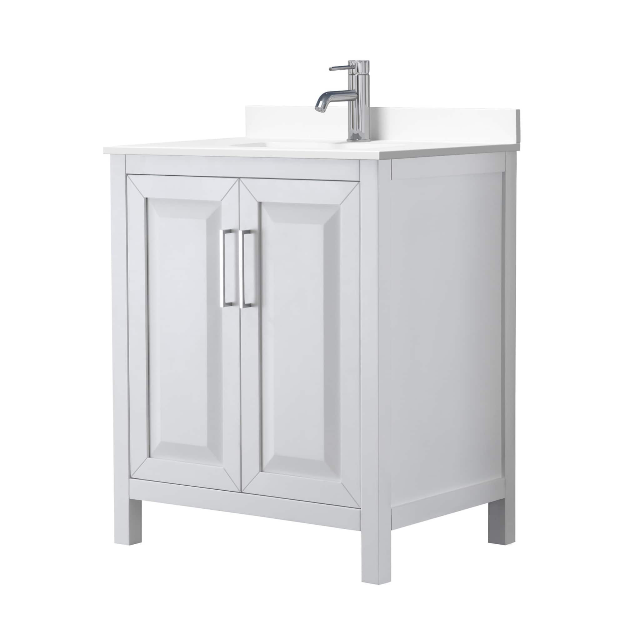 Wyndham Collection WCV252530SWHWCUNSMXX Daria 30-in White with Polished Chrome Trim Undermount Single Sink Bathroom Vanity with White Cultured Marble Cultured Marble Top