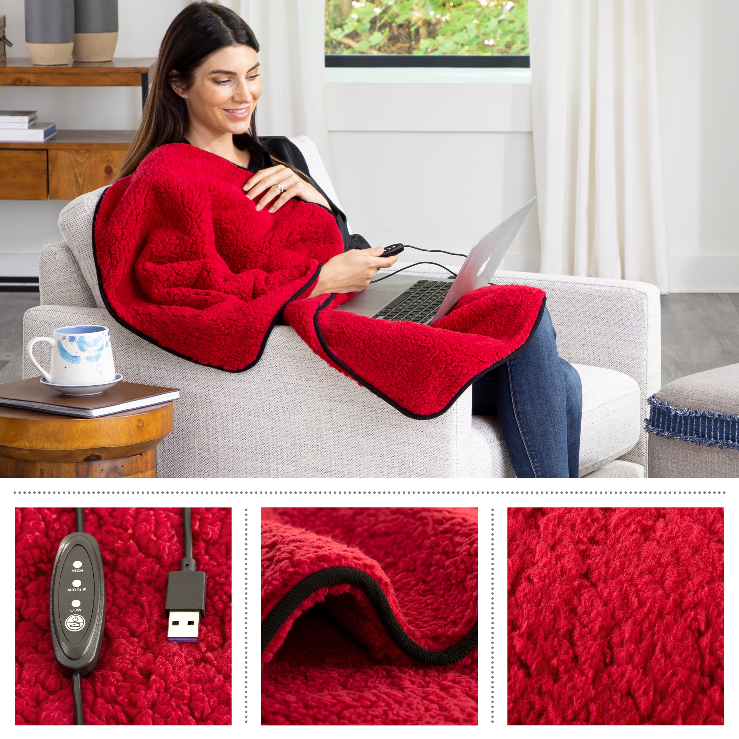 Stalwart Red 30 in x 35 in Fleece Peva Heated Blanket in the Blankets Throws department at Lowes