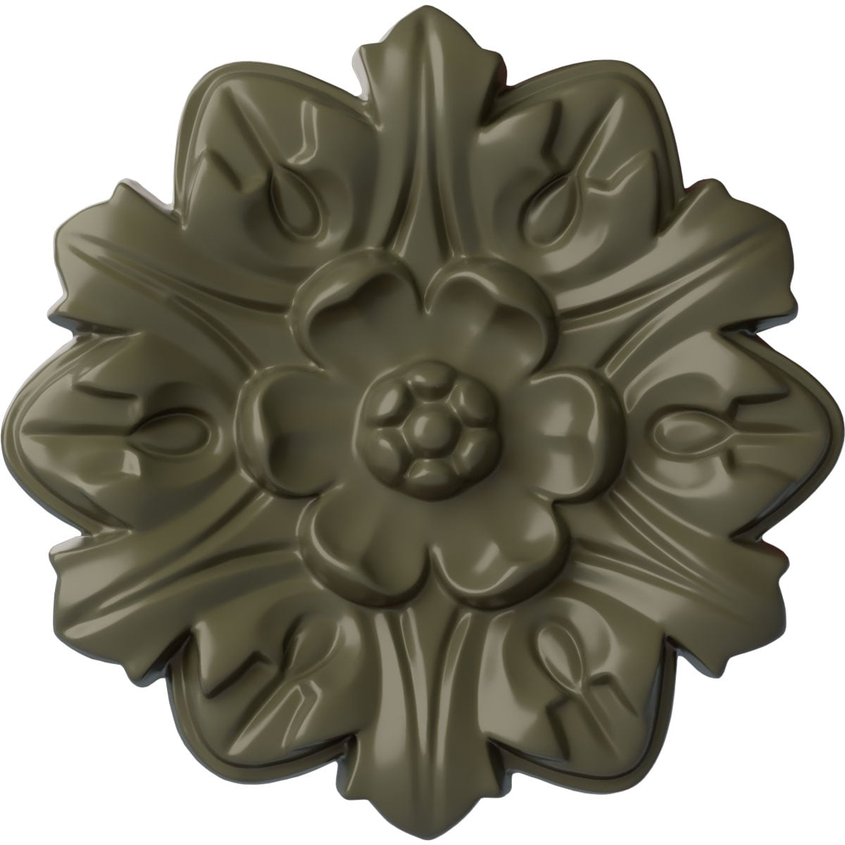 Ekena Millwork CM07EMPTF Emery Leaf 7.625-in W x 7.625-in L Painted Turtle Polyurethane Ceiling Medallion