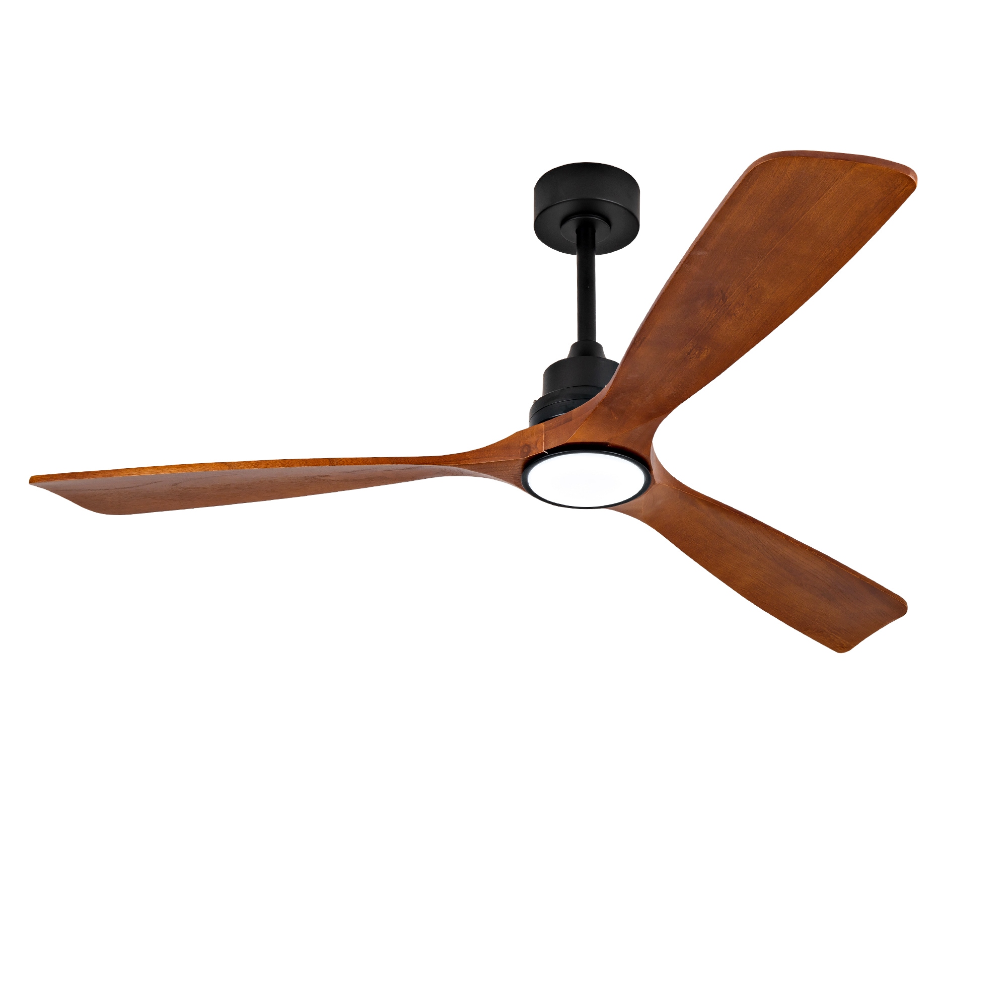 SINOFURN 60-in Black + Brown with Wood Blades LED Ceiling Fan With Light and Remote Control Included 3 -Blade