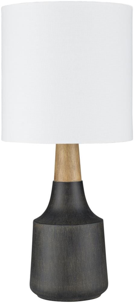 Surya Kent 17.5-in Black/Natural Table Lamp with Linen Shade in