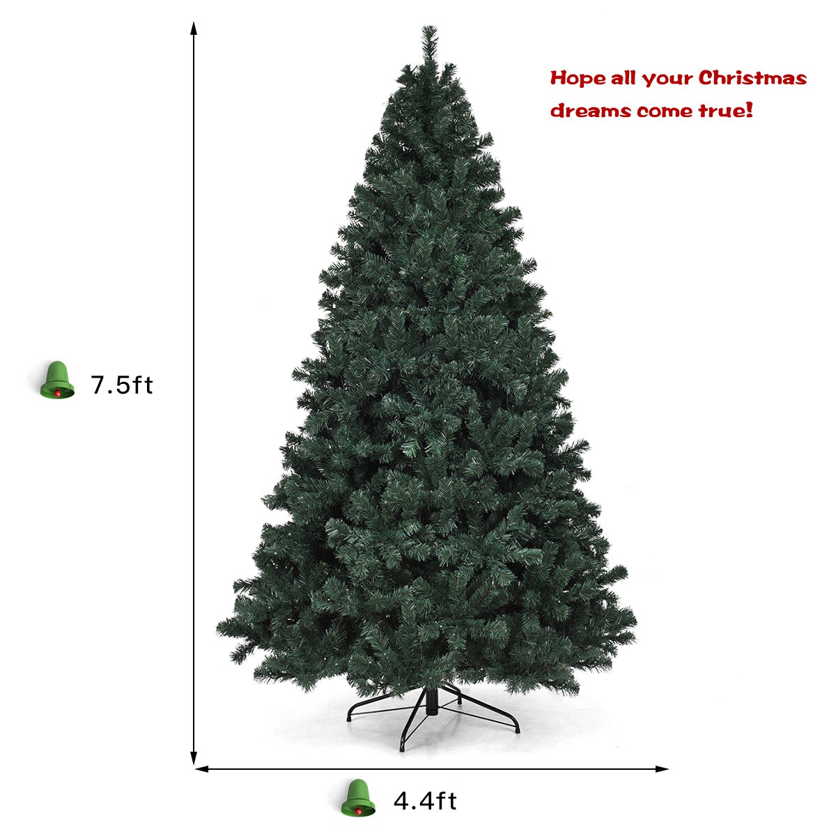 Goplus 7.5-ft Pre-lit Artificial Christmas Tree with LED Lights in