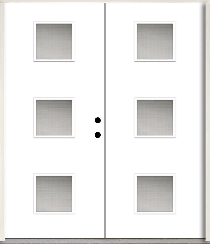 RELIABILT LO1066903 Spotlights 72-in x 80-in x Fiberglass 1/4 lite Left-hand inswing Modern White Paint Painted Prehung Double Front Door Insulating core