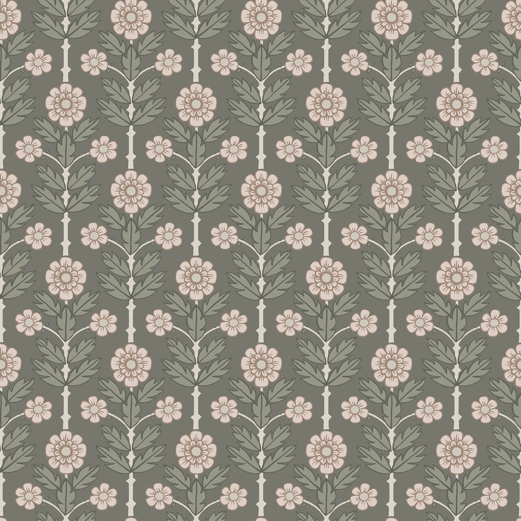 A-Street Prints 2948-28008 Spring 56.4-Sq. Feet Grey Non-woven Floral Unpasted Wallpaper